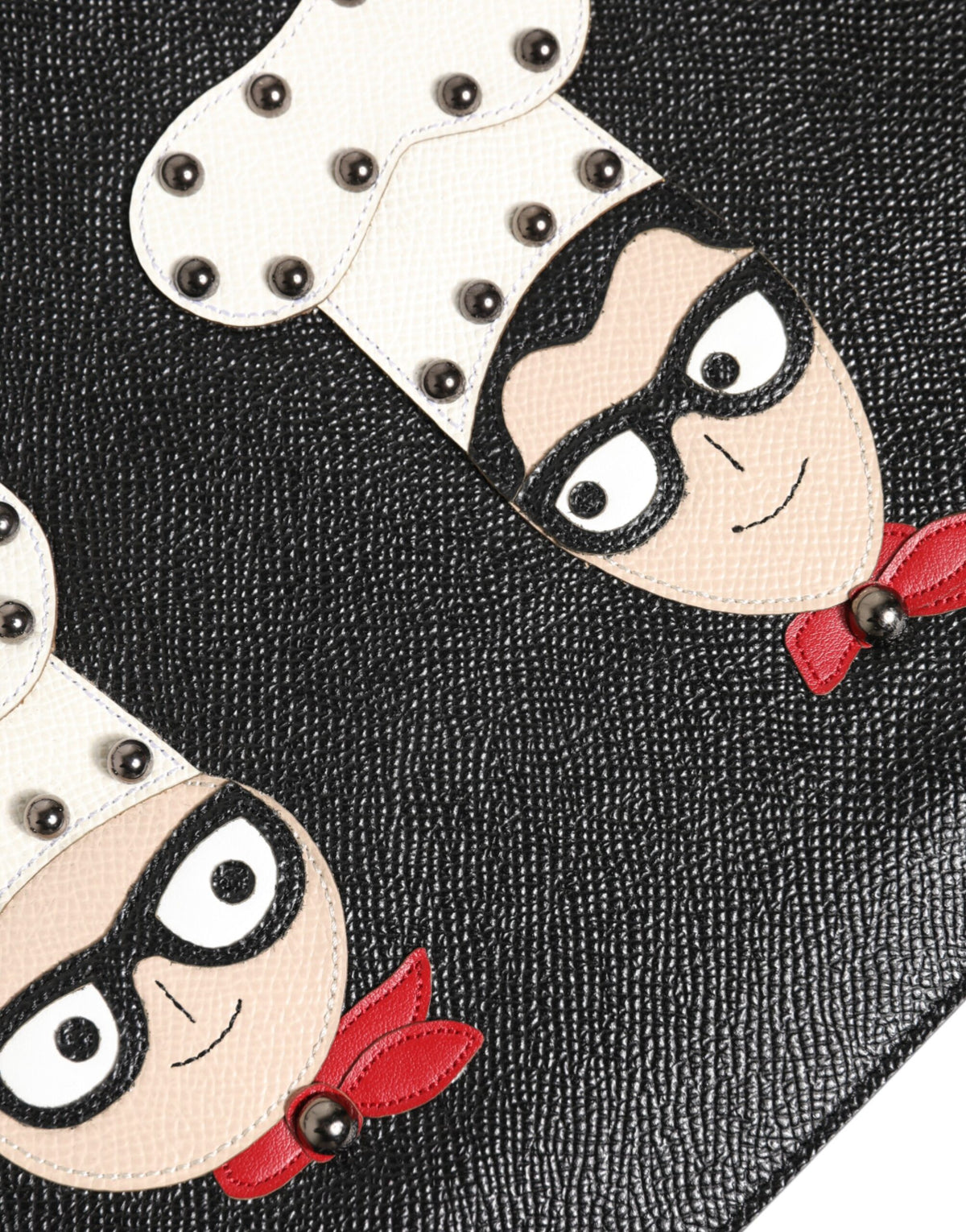 Elevate your style with the Dolce & Gabbana Black Leather #DGFAMILY Clutch Pouch Bag, a masterpiece of Italian craftsmanship adorned with vibrant graphic appliques, perfect for any occasion.