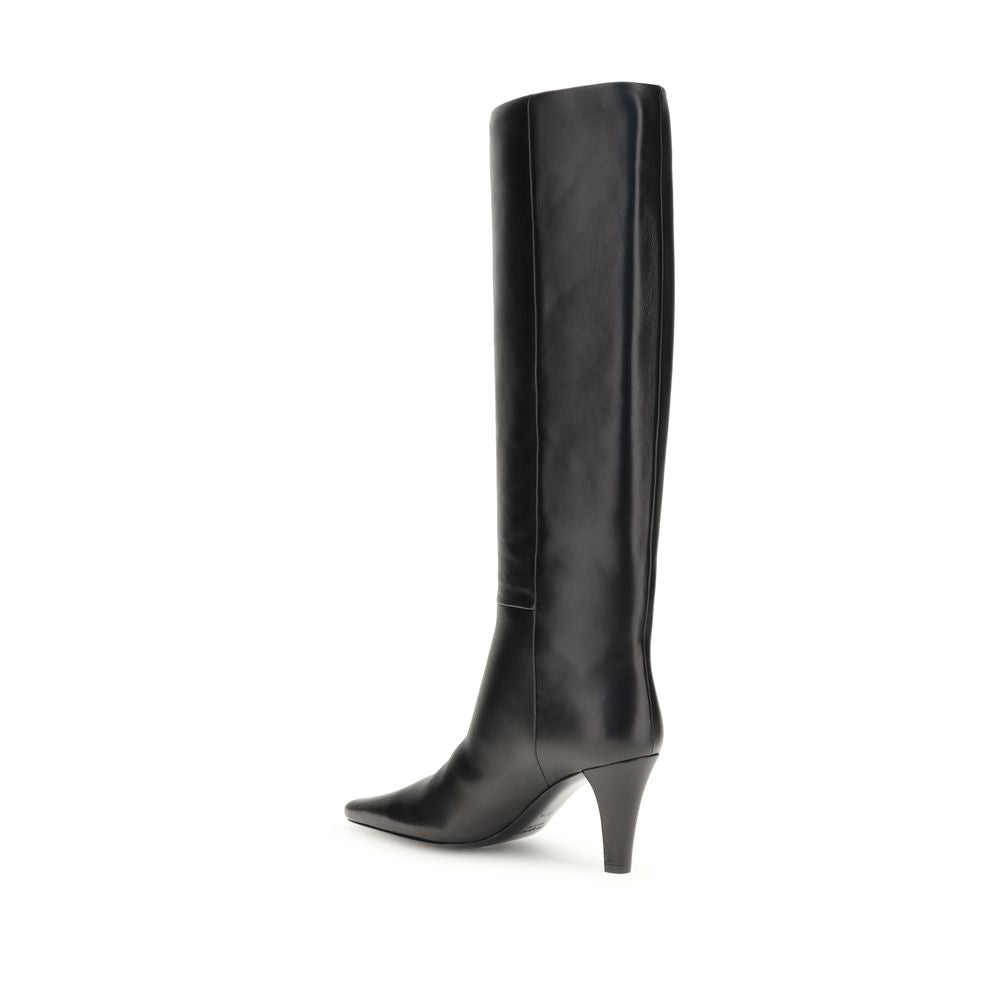 Saint Laurent Black Leather High Heel Boots