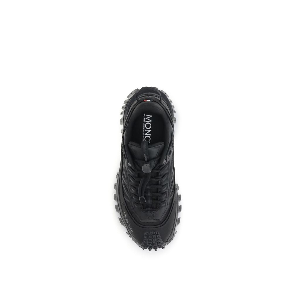 Experience the exquisite craftsmanship of Moncler's Black Calf Leather Bos Taurus Athletic Sneakers, where luxury meets performance for the discerning individual.