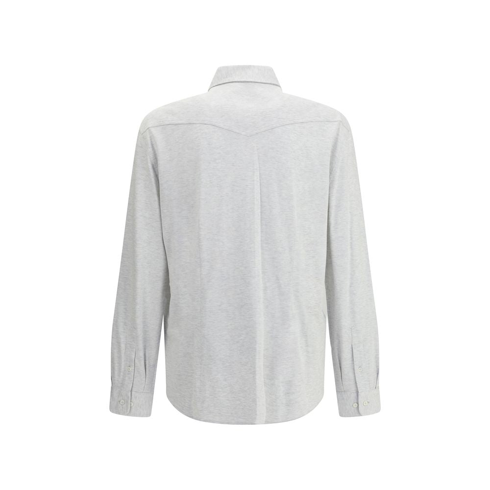 Brunello Cucinelli Gray Cotton Shirt – Designer Artisanal Luxury