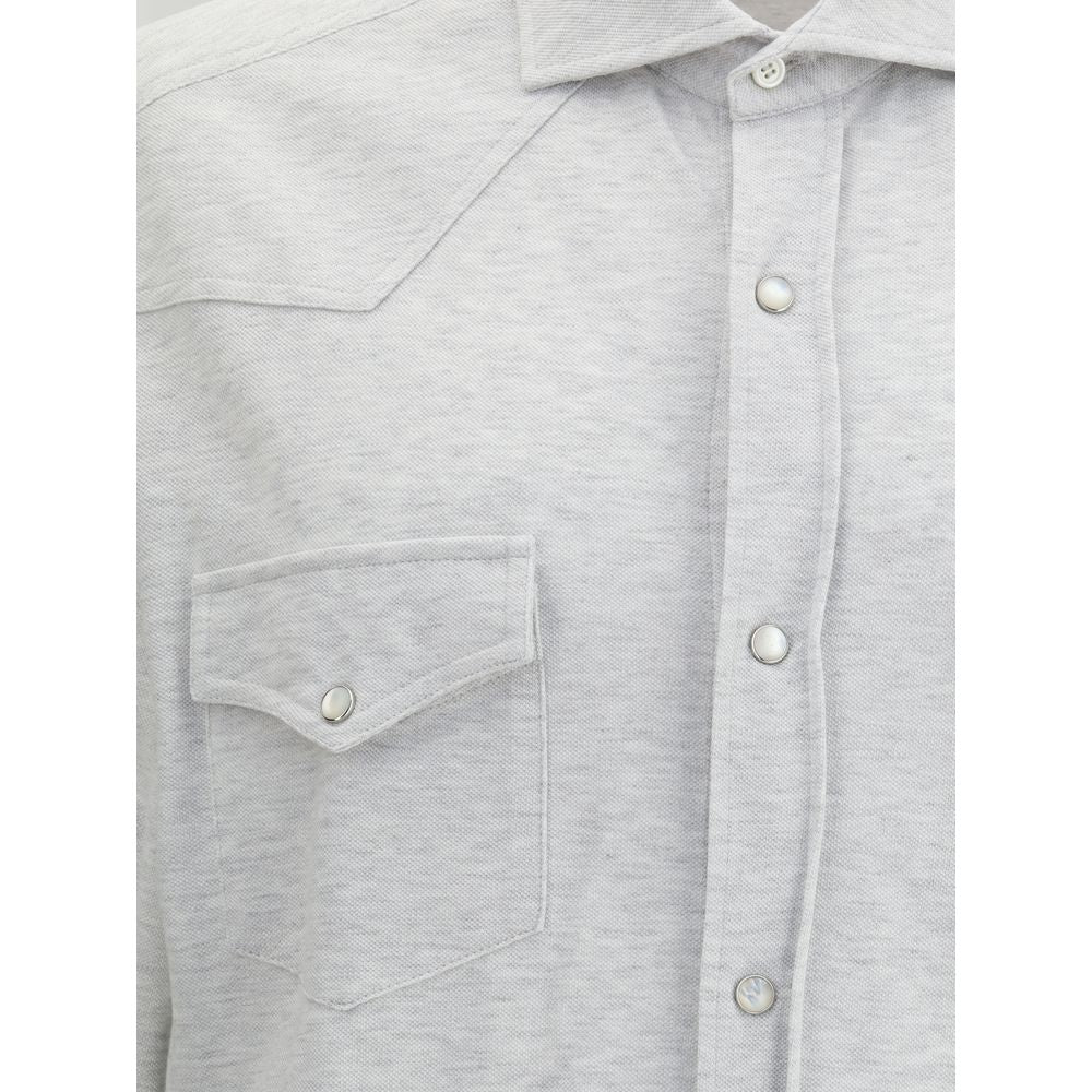Brunello Cucinelli Gray Cotton Shirt – Designer Luxury Couture