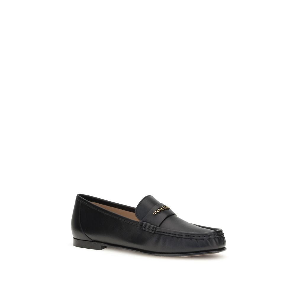 Chloé Black Calf Leather Slip-On Loafers - Exquisite Elegance