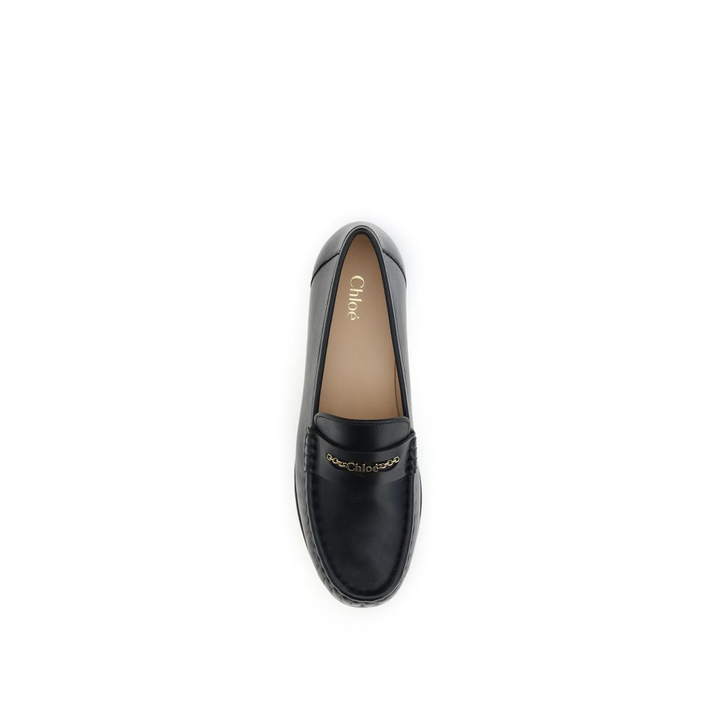 Chloé Black Calf Leather Slip-On Loafers - Exquisite Elegance