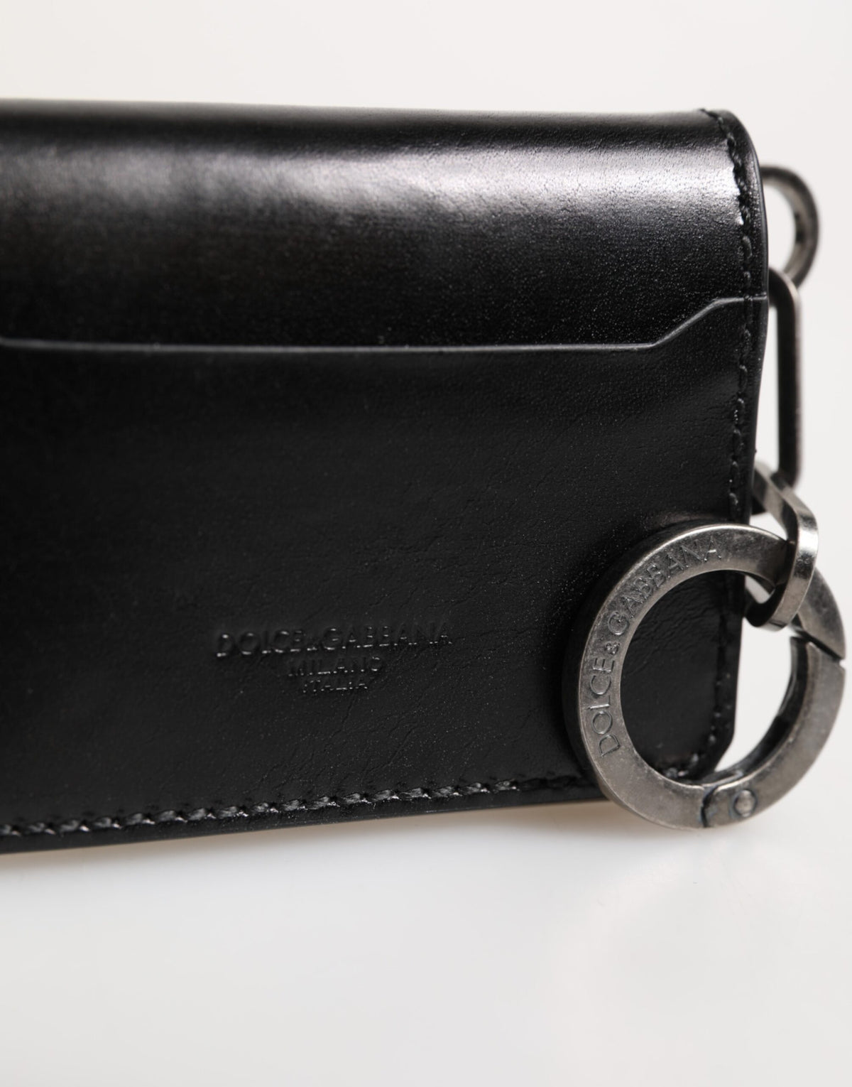 Dolce & Gabbana Black Leather Card Holder Wallet - Luxury Essentials