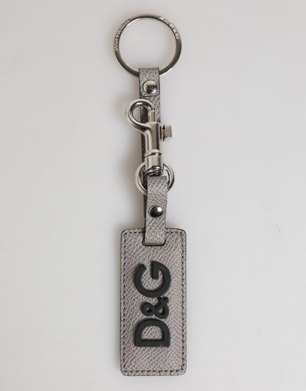 Dolce & Gabbana Gray Leather Keychain Holder - Timeless Luxury Accessory