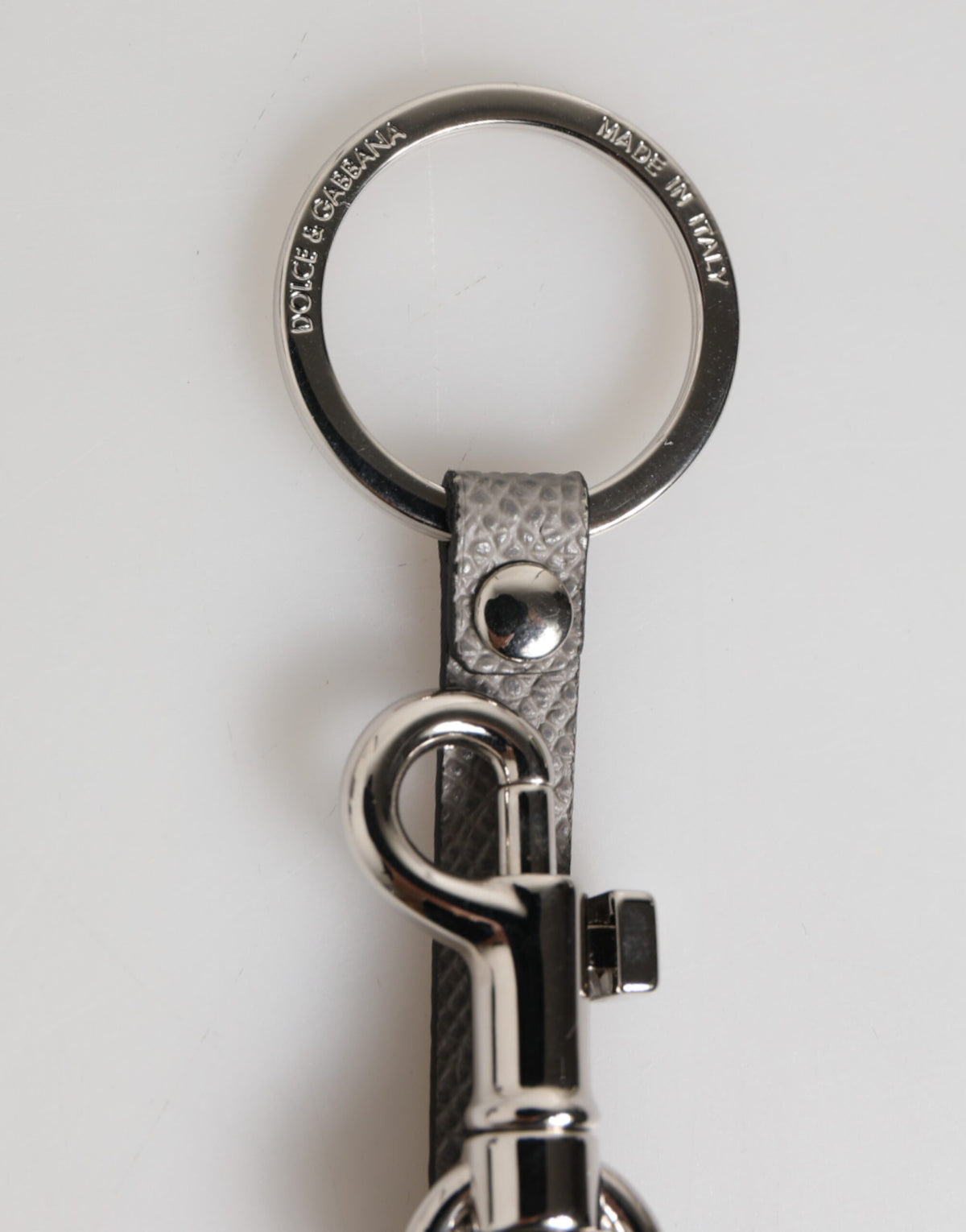 Dolce & Gabbana Gray Leather Keychain Holder - Luxury Accessory