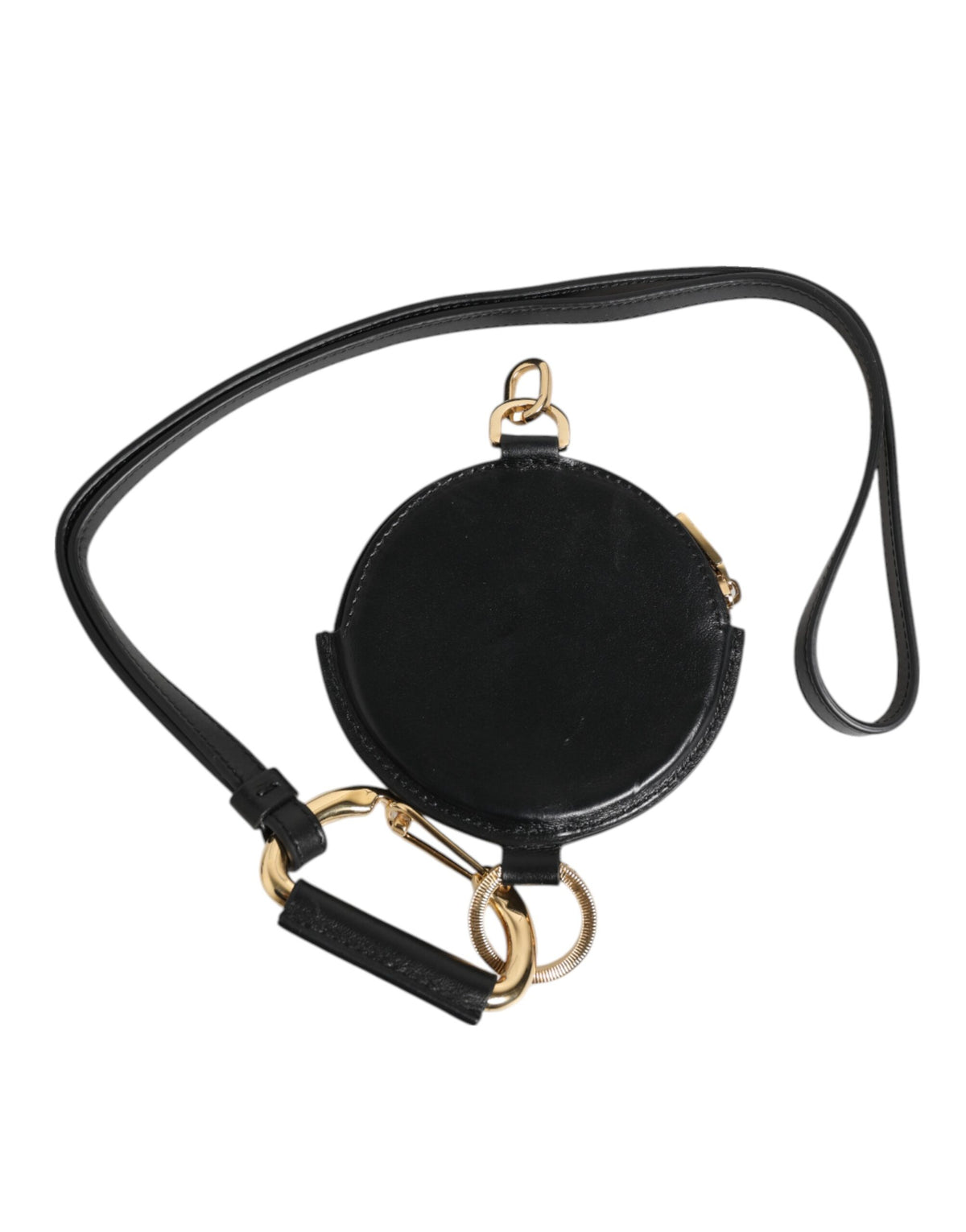 Indulge in the Dolce & Gabbana Black Round Leather DG Logo Coin Purse Lanyard Wallet, a masterpiece of Italian craftsmanship, merging timeless elegance with everyday luxury.