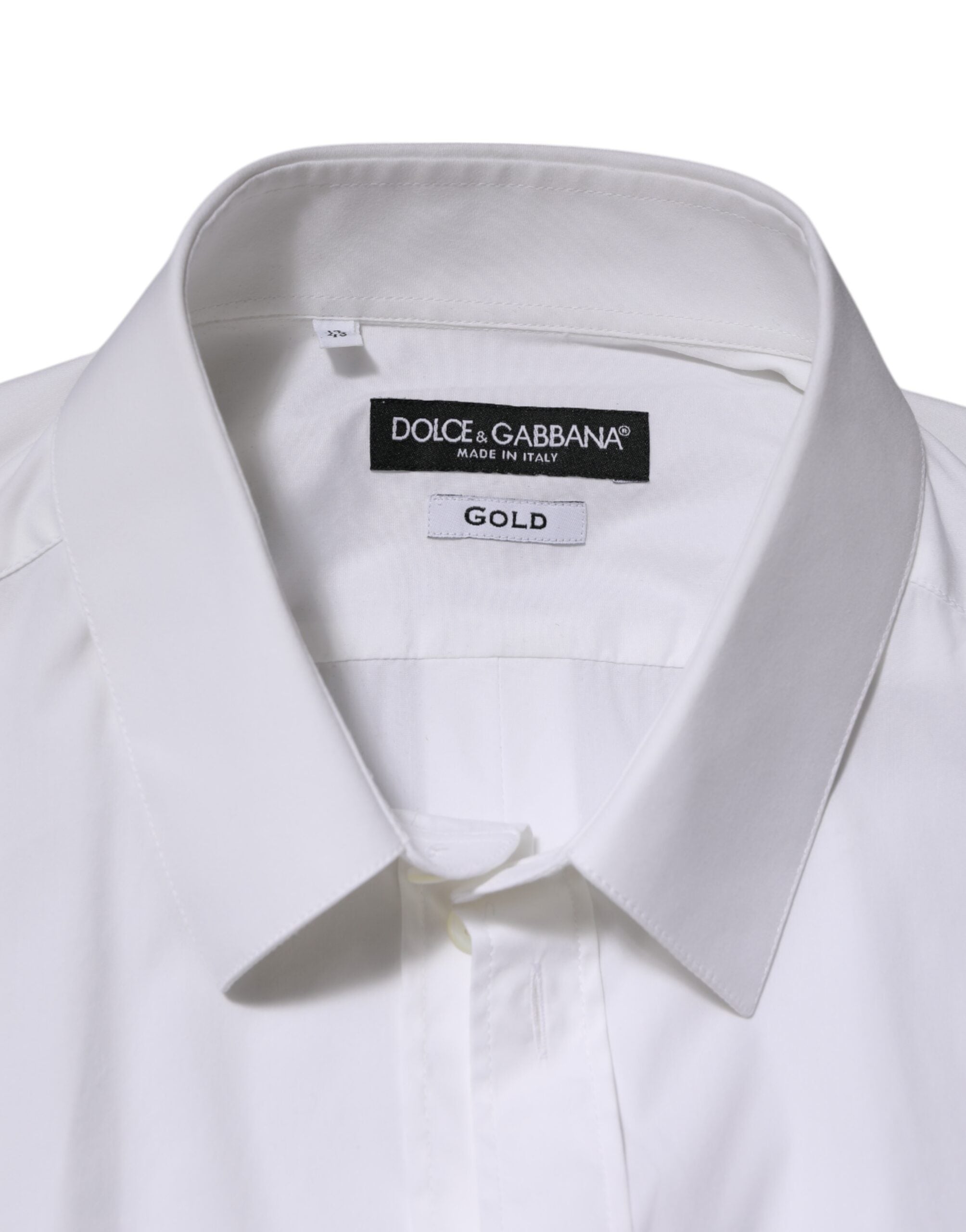 Dolce & Gabbana White Cotton GOLD Long Sleeves Formal Shirt