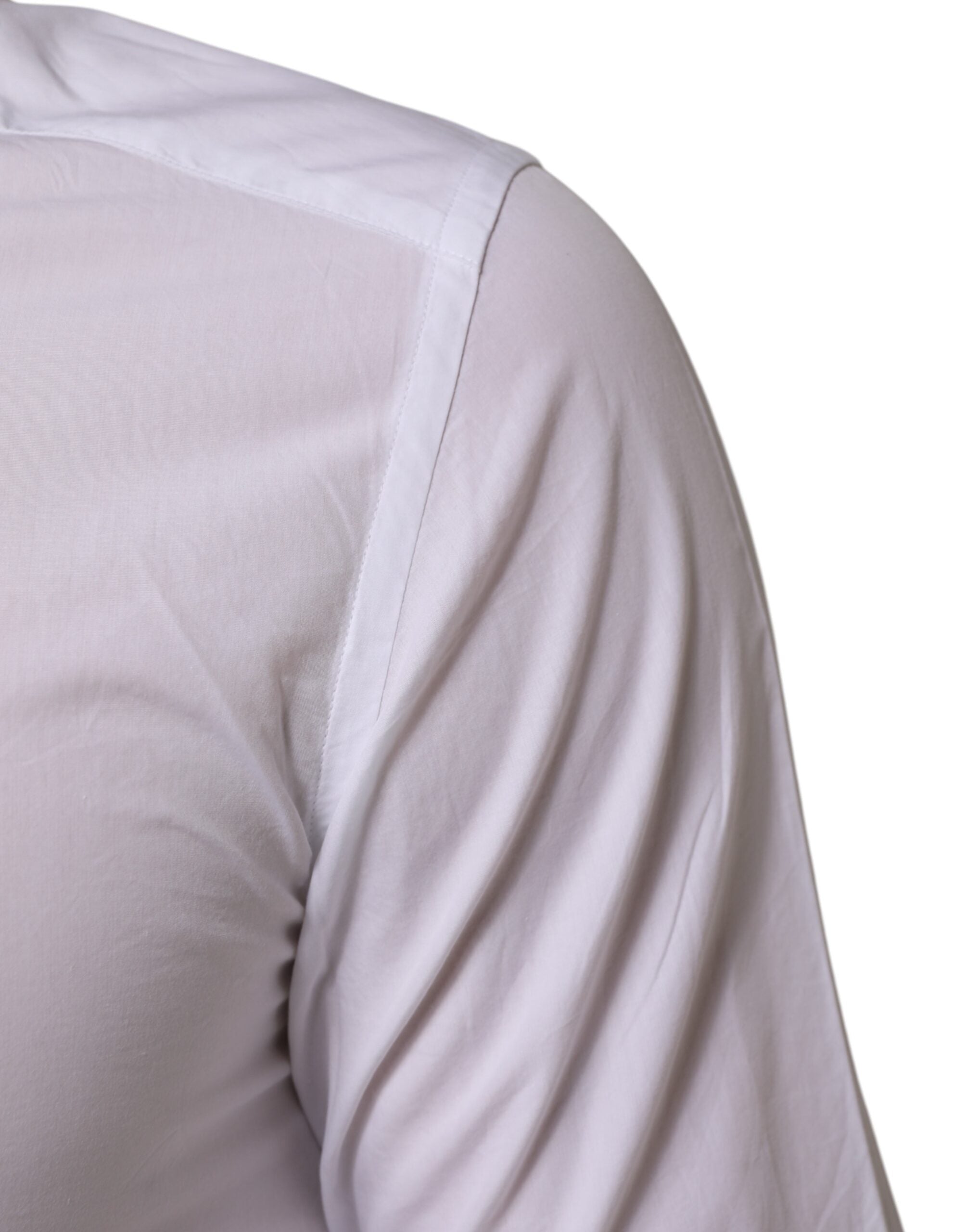 Dolce & Gabbana White Cotton GOLD Formal Men Longsleeves Shirt