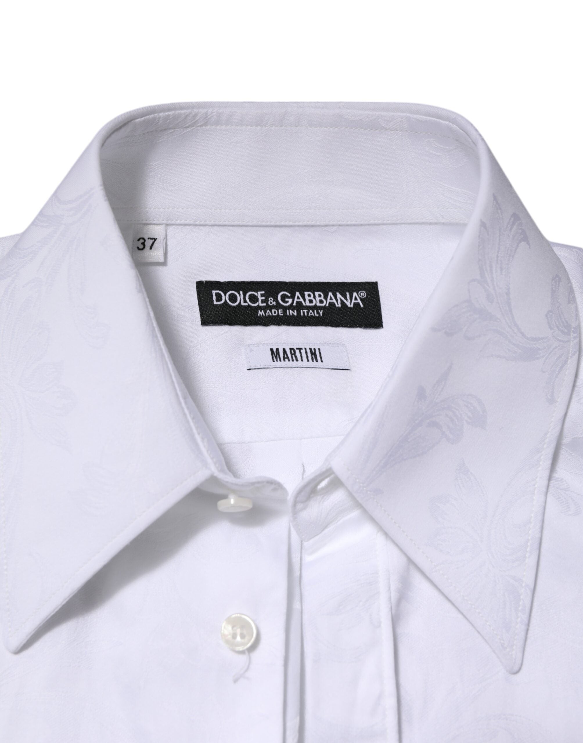 Dolce & Gabbana White Cotton MARTINI Paisley Jacquard Shirt
