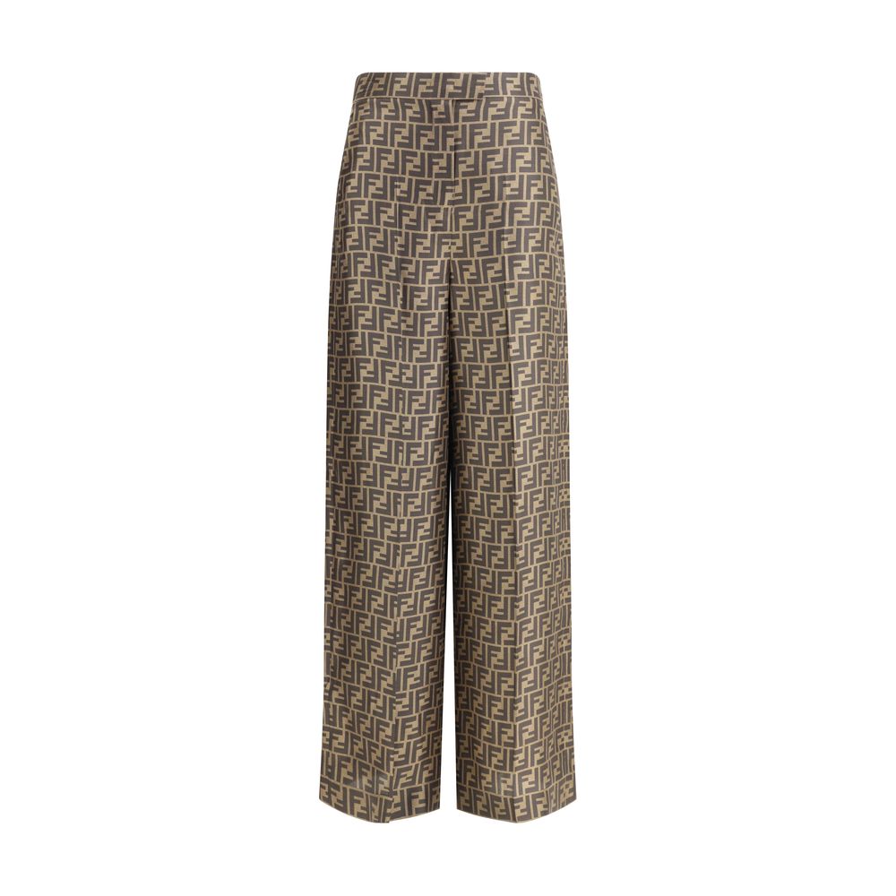 Fendi Brown Silk Casual Pants - Exquisite Elegance for All