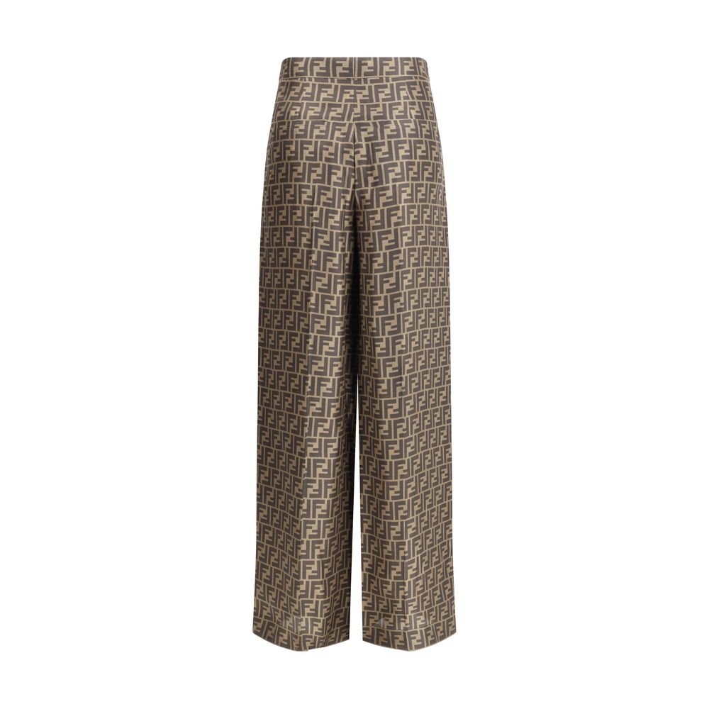 Fendi Brown Silk Casual Pants - Exquisite Elegance for All