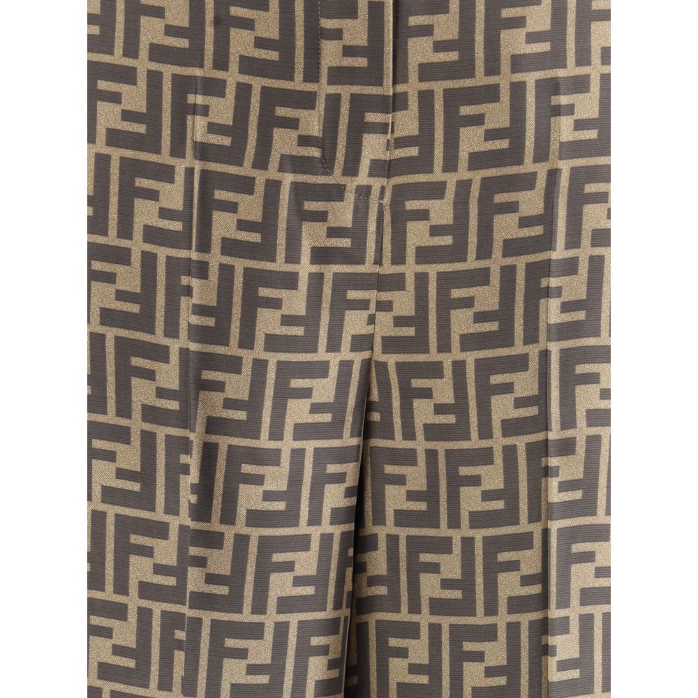Fendi Brown Silk Casual Pants - Exquisite Elegance for All