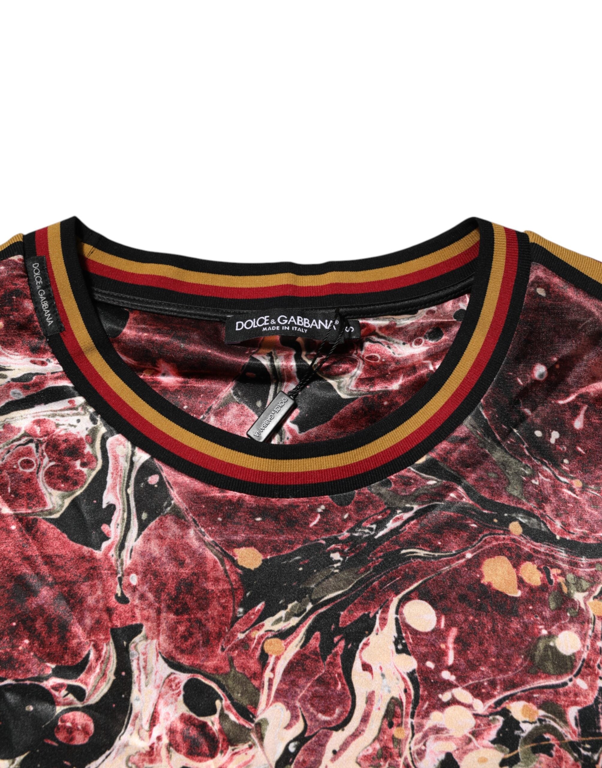 Elevate your wardrobe with the Dolce & Gabbana Multicolor Polyester Marble Print Oversize T-shirt, a masterpiece of artistry and luxury crafted in Italy.