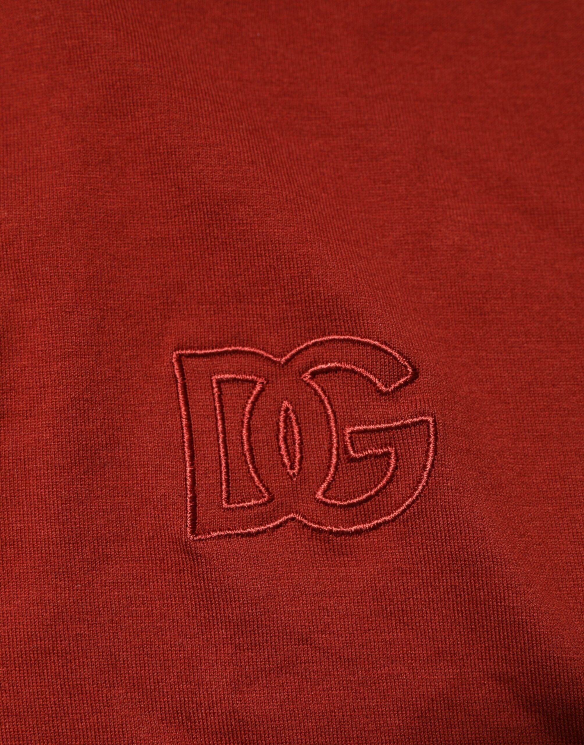 Dolce & Gabbana Red Cotton DG Logo Collared Men Polo T-shirt