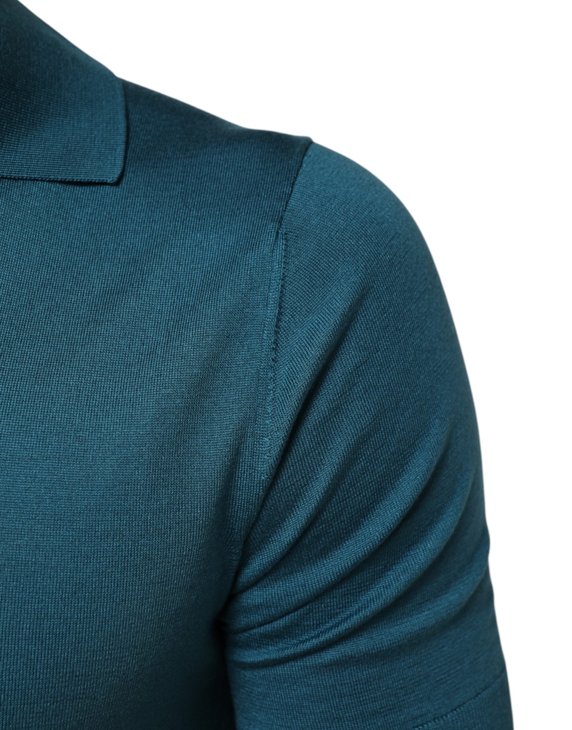 Dolce & Gabbana Teal Blue Silk Collar Short Sleeve Polo T-shirt