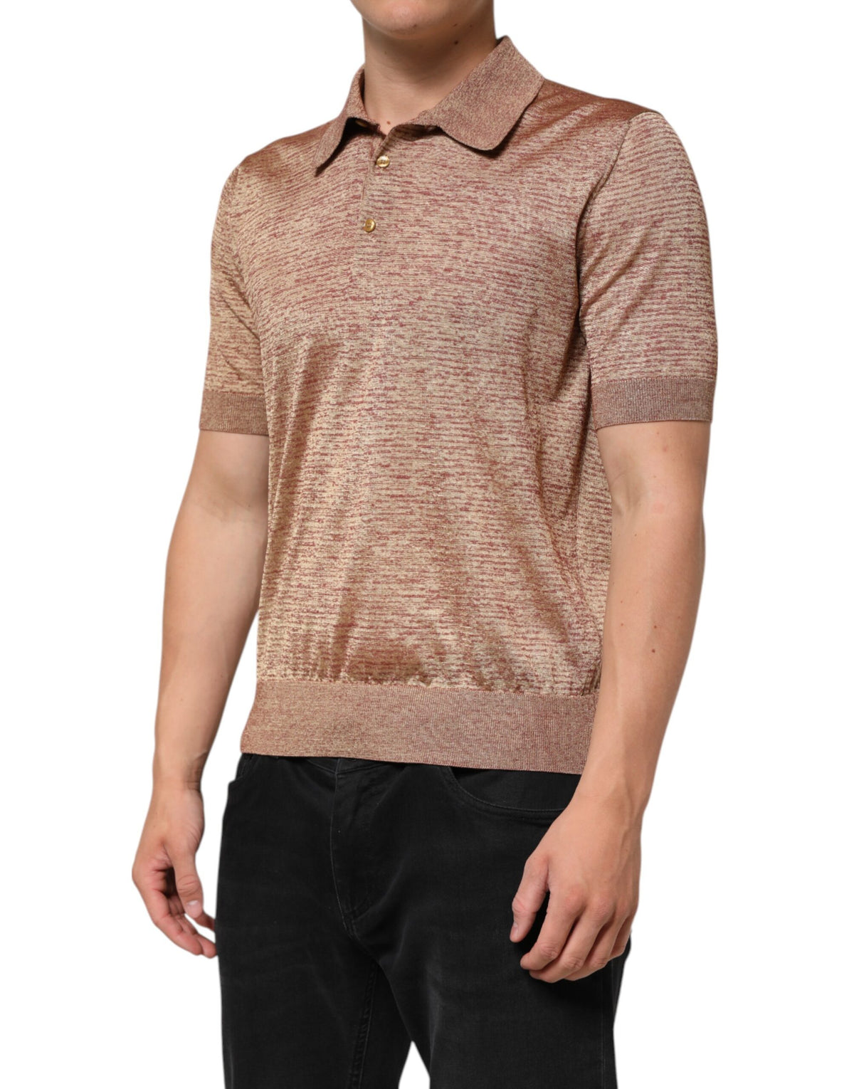 Elevate your wardrobe with the Dolce & Gabbana Brown Silk Textured Short Sleeve Polo T-shirt, a luxurious blend of silk and cotton that embodies refined sophistication and Italian craftsmanship.