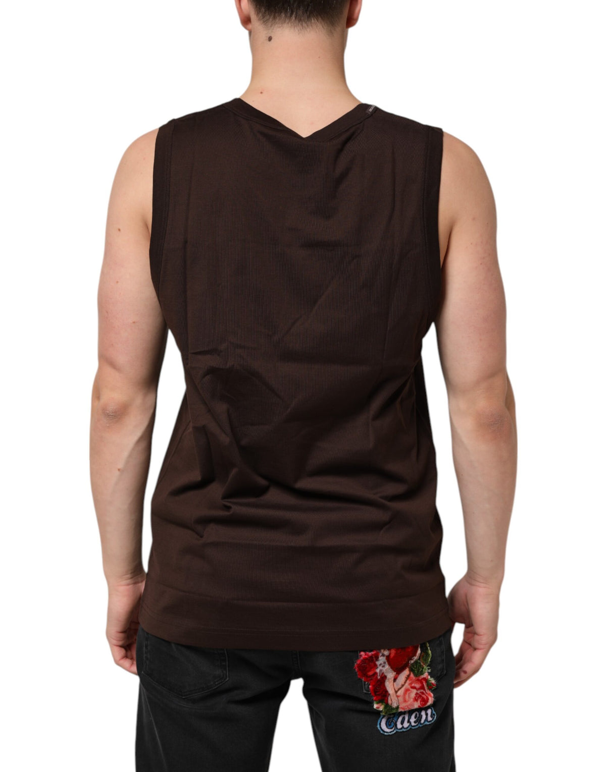 Dolce & Gabbana Brown Cotton Sleeveless Tank Top - Italian Luxury