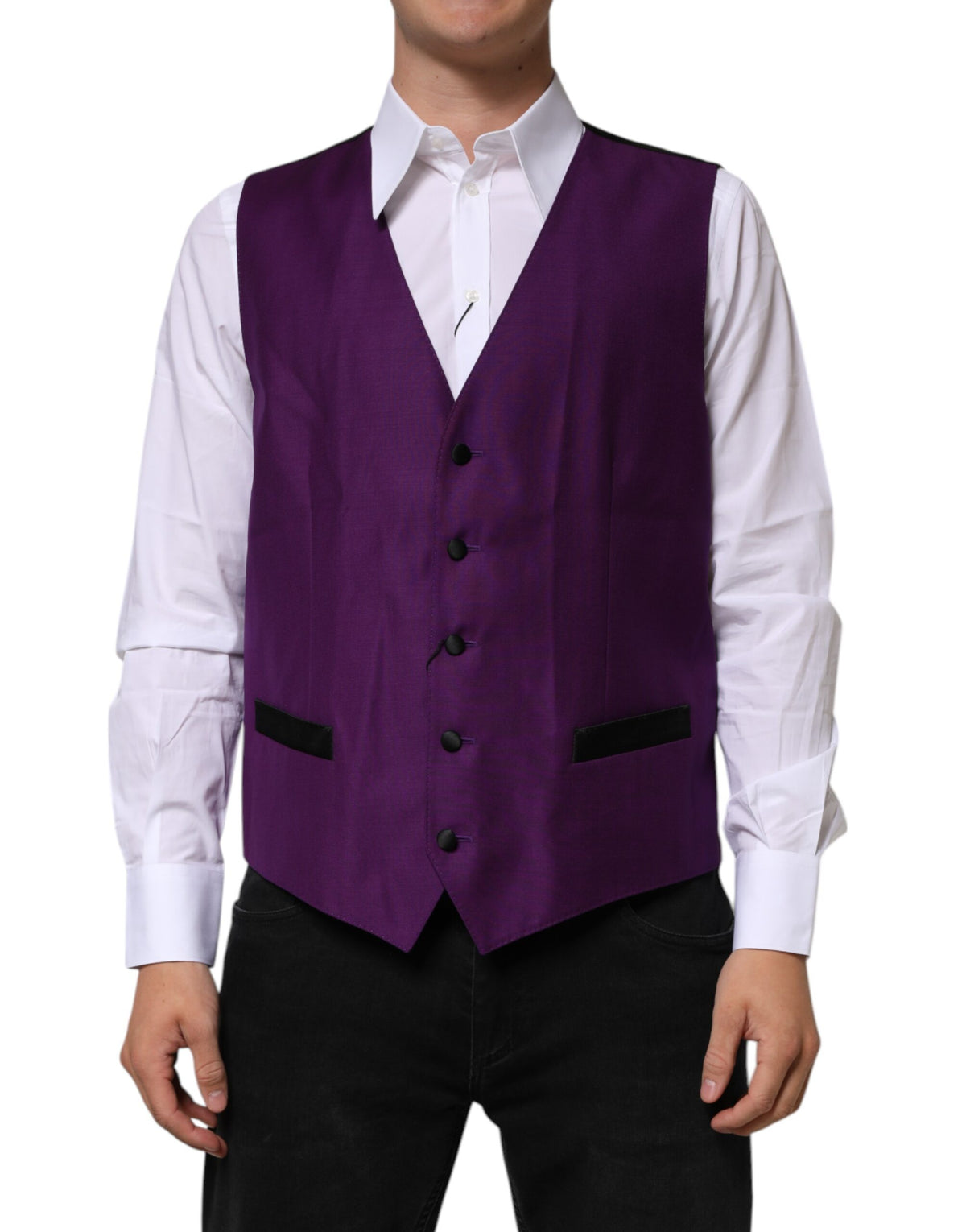 Elevate your formal wardrobe with the Dolce & Gabbana Purple Wool Dress Waistcoat Vest, a masterpiece of Italian craftsmanship in luxurious virgin wool and silk.