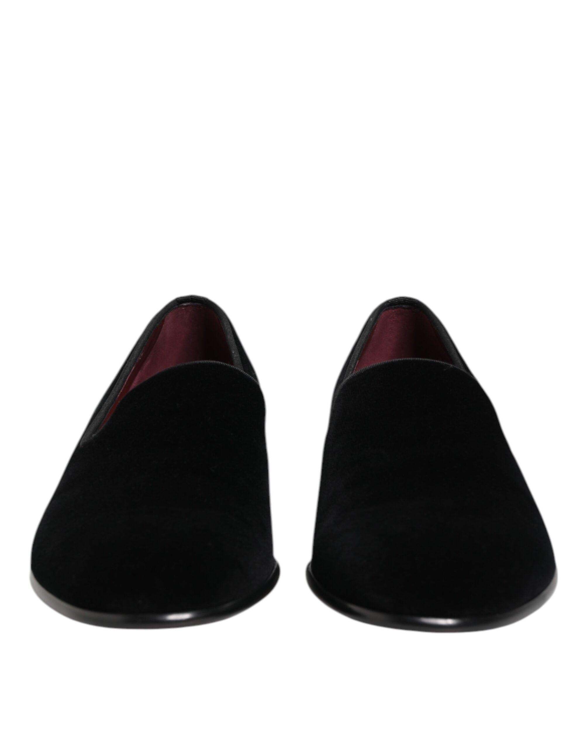Dolce & Gabbana Black Velvet Slip On Men Loafers Formal Shoes