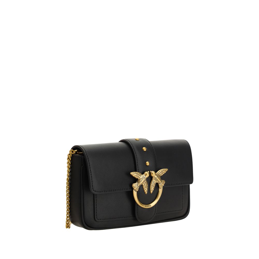 Discover the PINKO Black Calf Leather Bos Taurus Shoulder Bag, a symbol of luxury and sophistication, crafted for those who embrace elegance and timeless style.