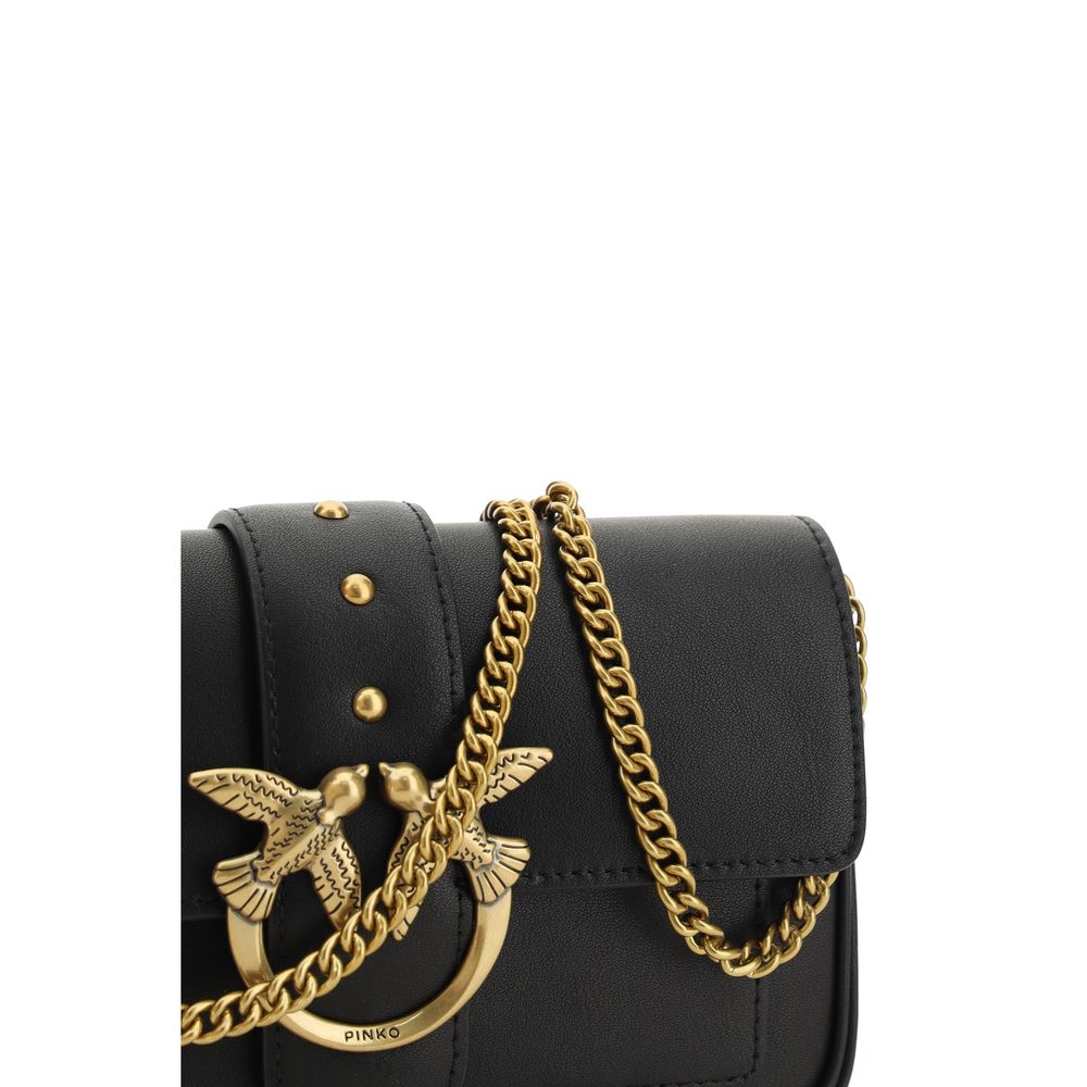 Discover the PINKO Black Calf Leather Bos Taurus Shoulder Bag, a symbol of elegance and sophistication, crafted for those who embody luxury and refined taste.