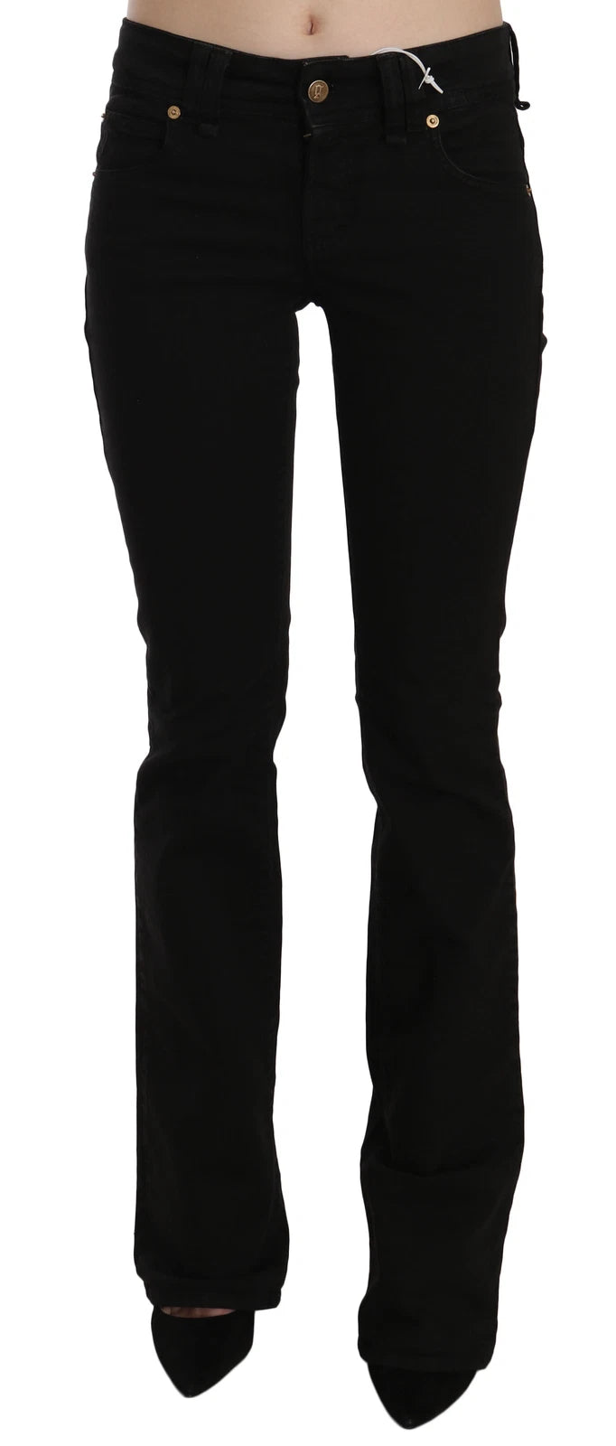 Indulge in the allure of John Galliano's Black Low Waist Slim Leg Skinny Denim, crafted in Italy for those who embrace luxury and sophistication in every moment.
