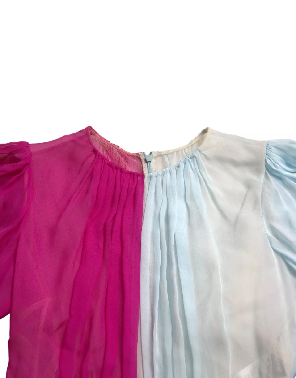 Dolce & Gabbana Light Blue Silk Two Tone Midi Dress