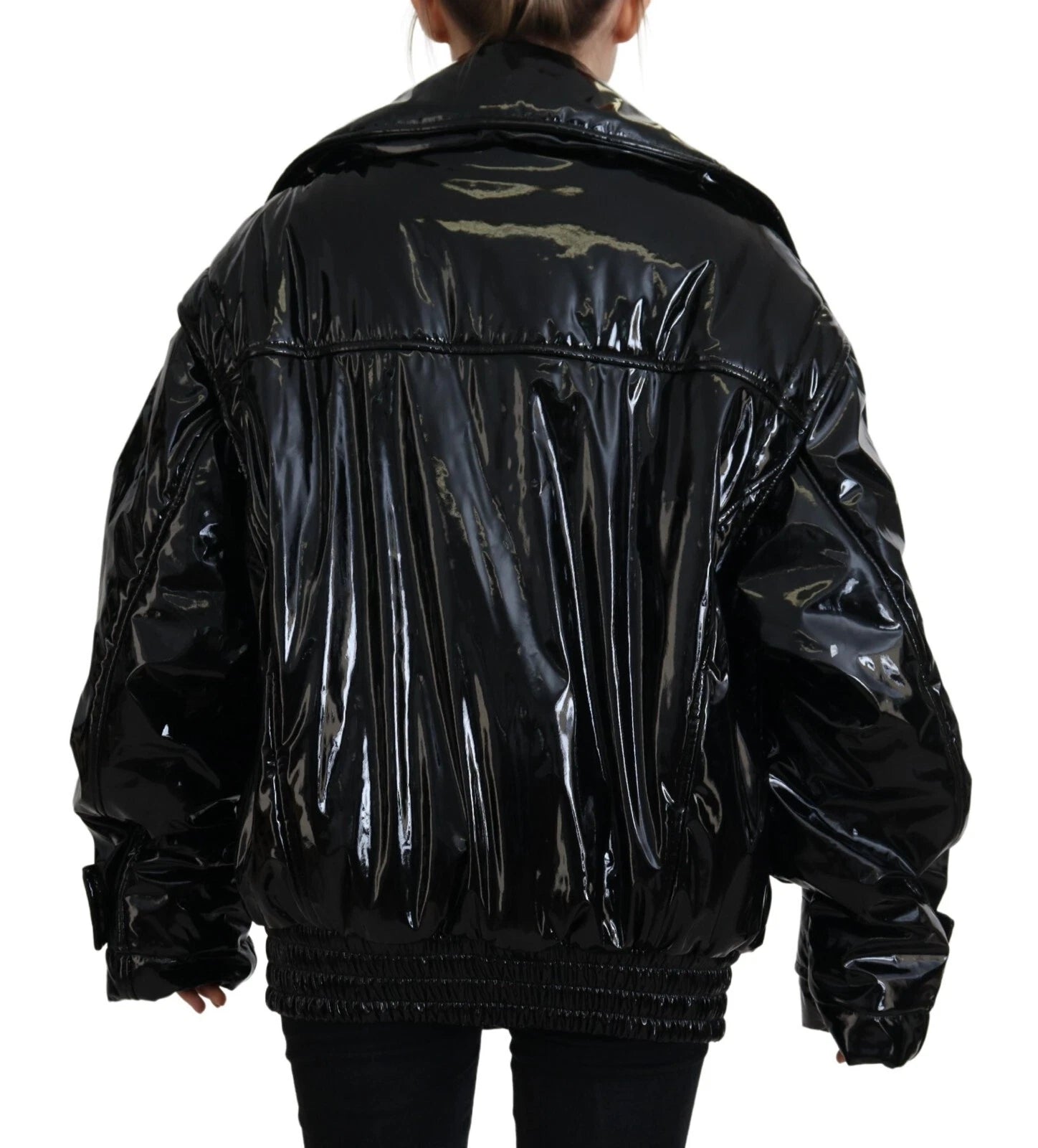 Dolce & Gabbana Polyester Black Shiny Blazer Women Jacket