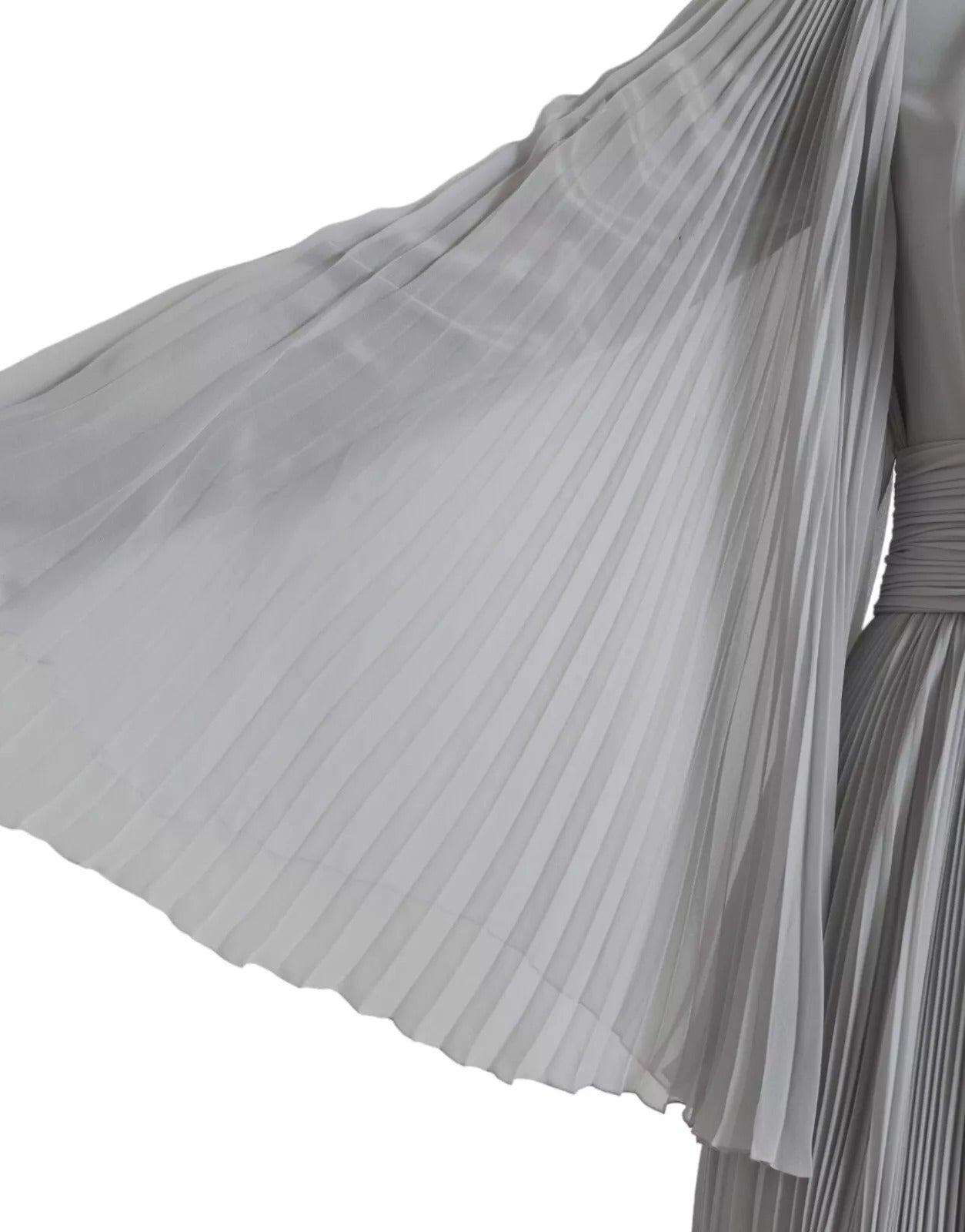 Dolce & Gabbana Light Grey Polyester Pleated Long Maxi Dress