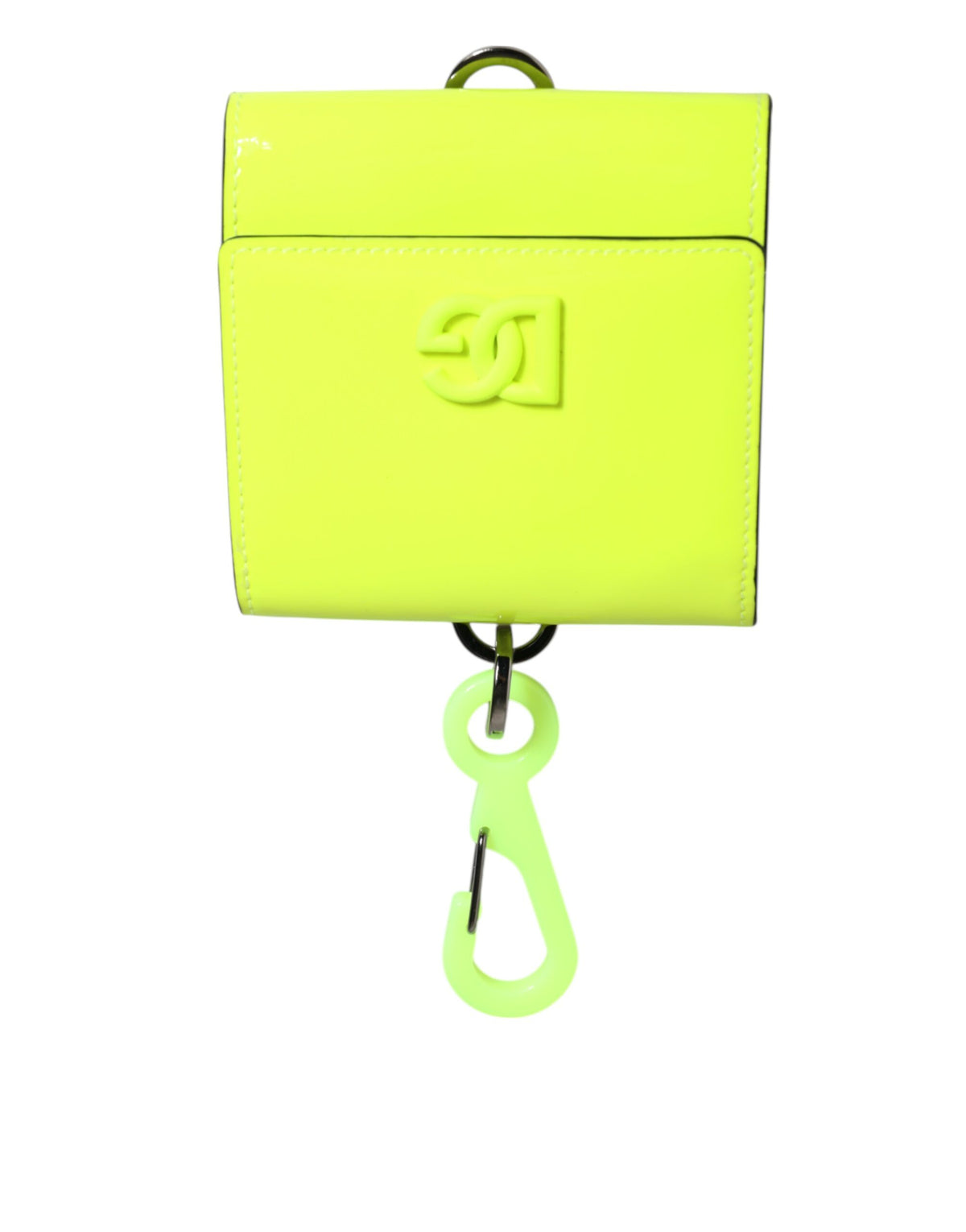 Discover the Dolce & Gabbana Yellow Green Bifold DG Logo Neck Strap Cardholder Wallet, a masterpiece of Italian craftsmanship in premium calf leather, embodying timeless elegance and versatility.