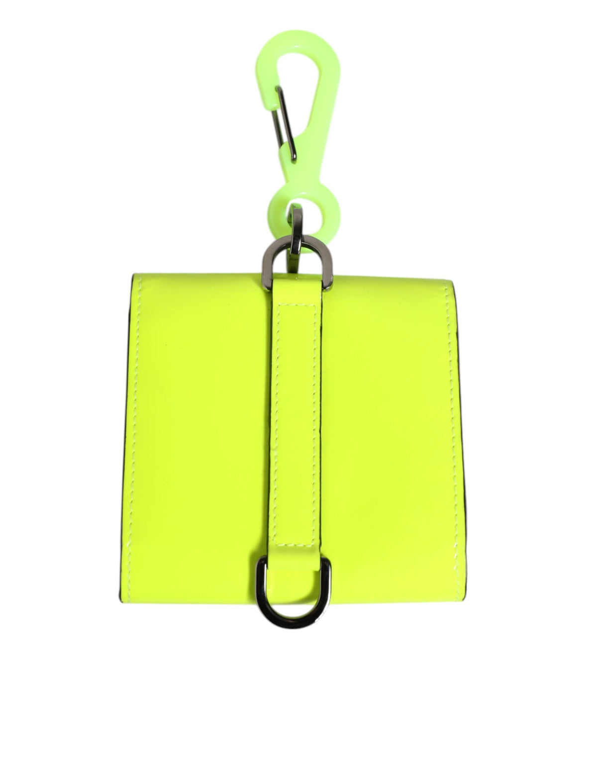 Discover the Dolce & Gabbana Yellow Green Bifold DG Logo Neck Strap Cardholder Wallet, a masterpiece of Italian craftsmanship in premium calf leather, perfect for the discerning individual.
