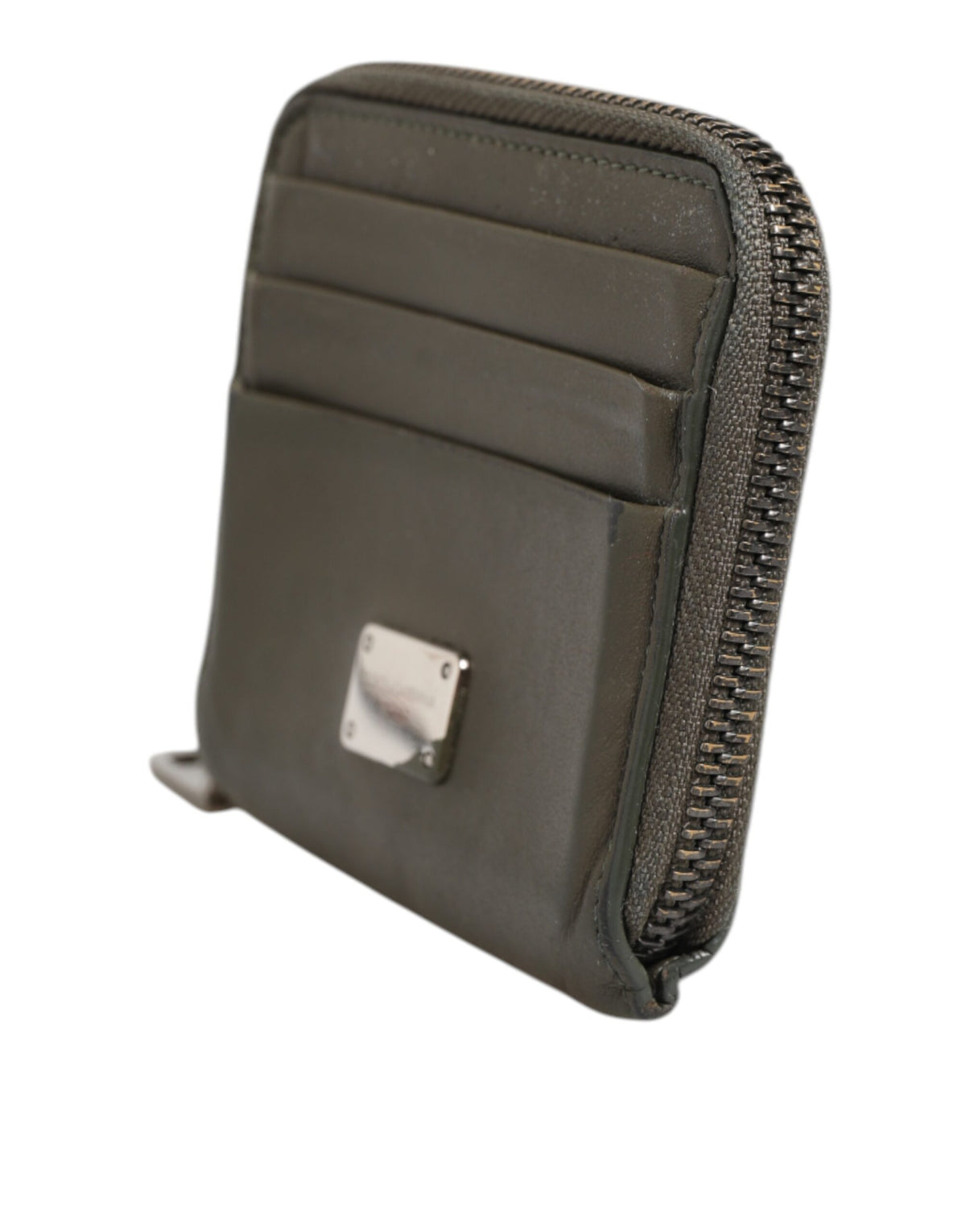 Discover the exquisite Dolce & Gabbana Military Green Leather Logo Plaque Card Holder, a timeless blend of artisanal elegance and luxury, perfect for the discerning individual.