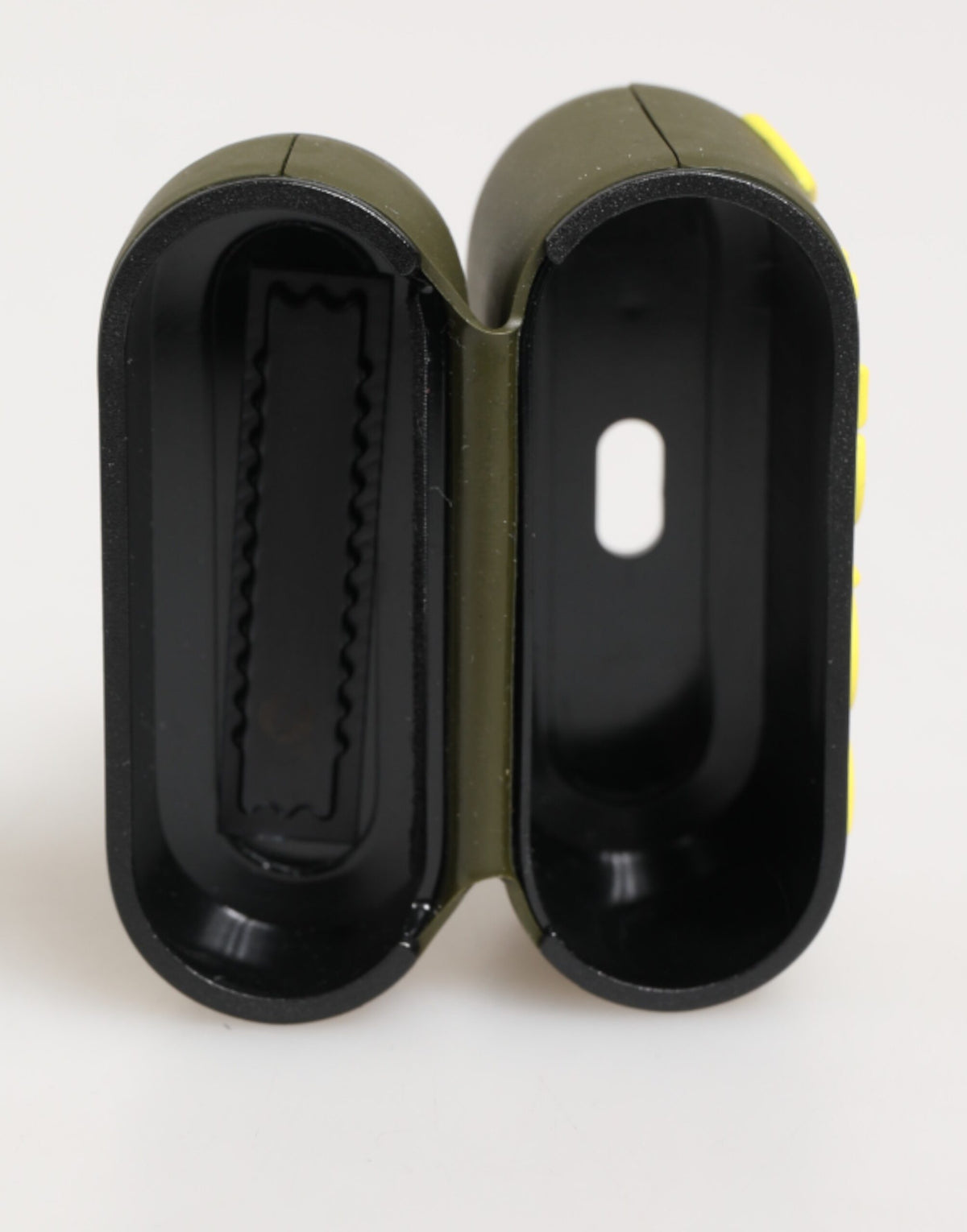 Elevate your tech with the Dolce & Gabbana Army Green Rubber Logo Embossed Airpods Case, a luxurious blend of exquisite materials and Italian craftsmanship, embodying sophistication and style.