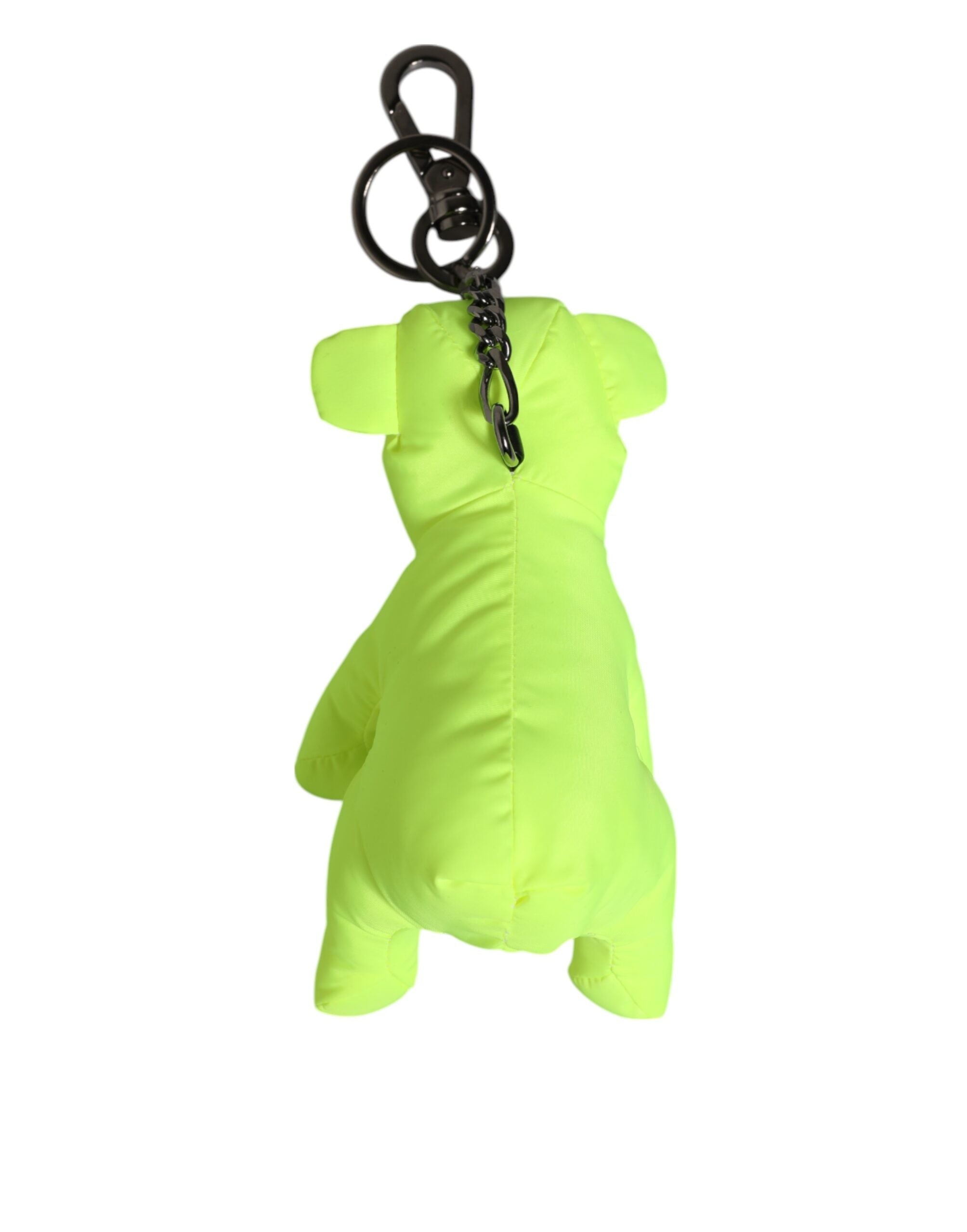 Dolce & Gabbana Neon Green Bear Embroidered Logo Men Keychain Clasp Keyring