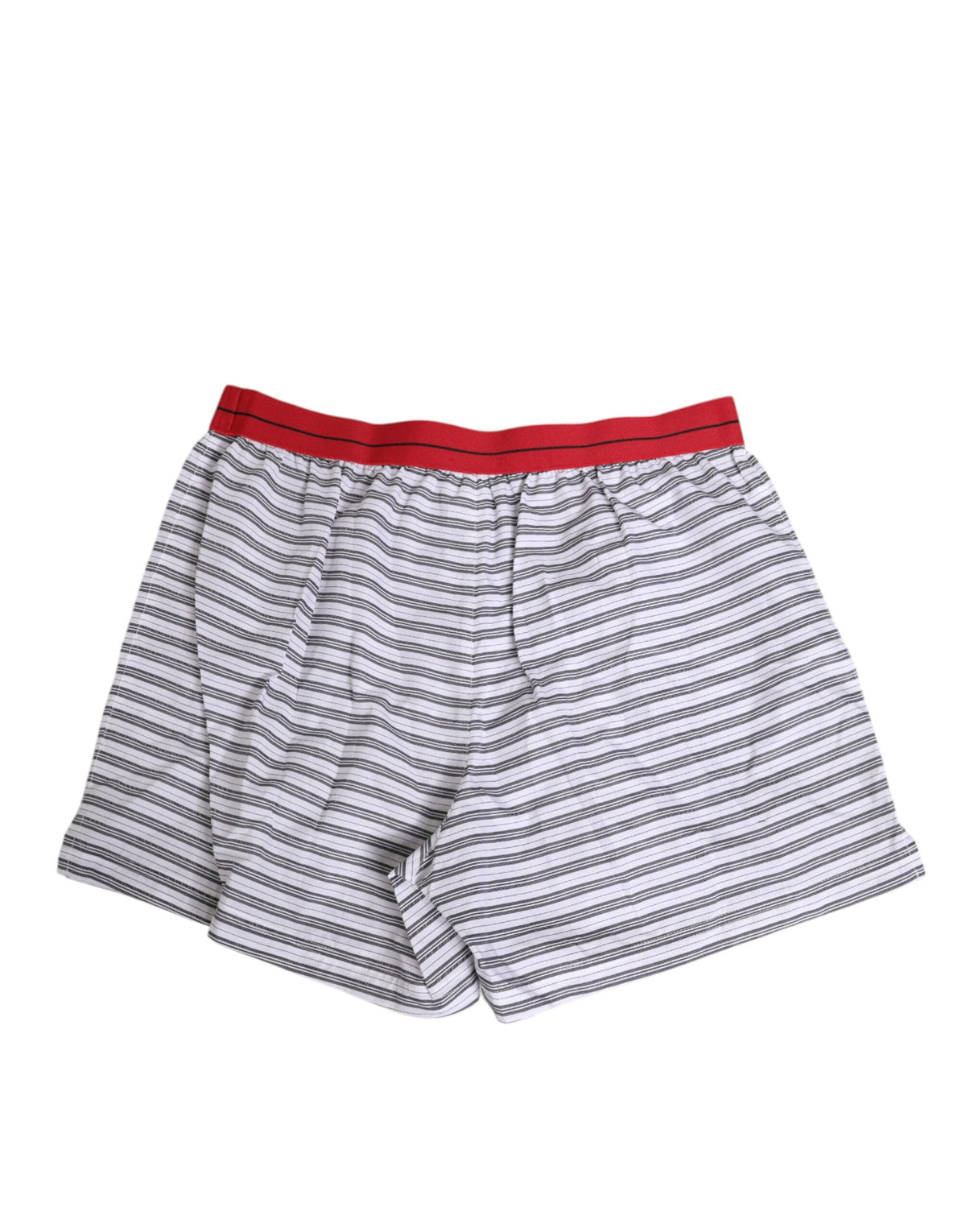 Dolce & Gabbana White Striped Cotton Swimwear Shorts for Luxe Elegance