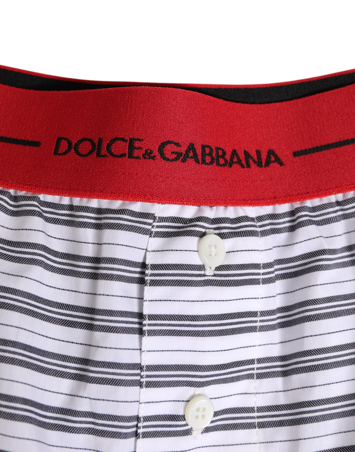 Dolce & Gabbana White Striped Cotton Swimwear Shorts for Elegance