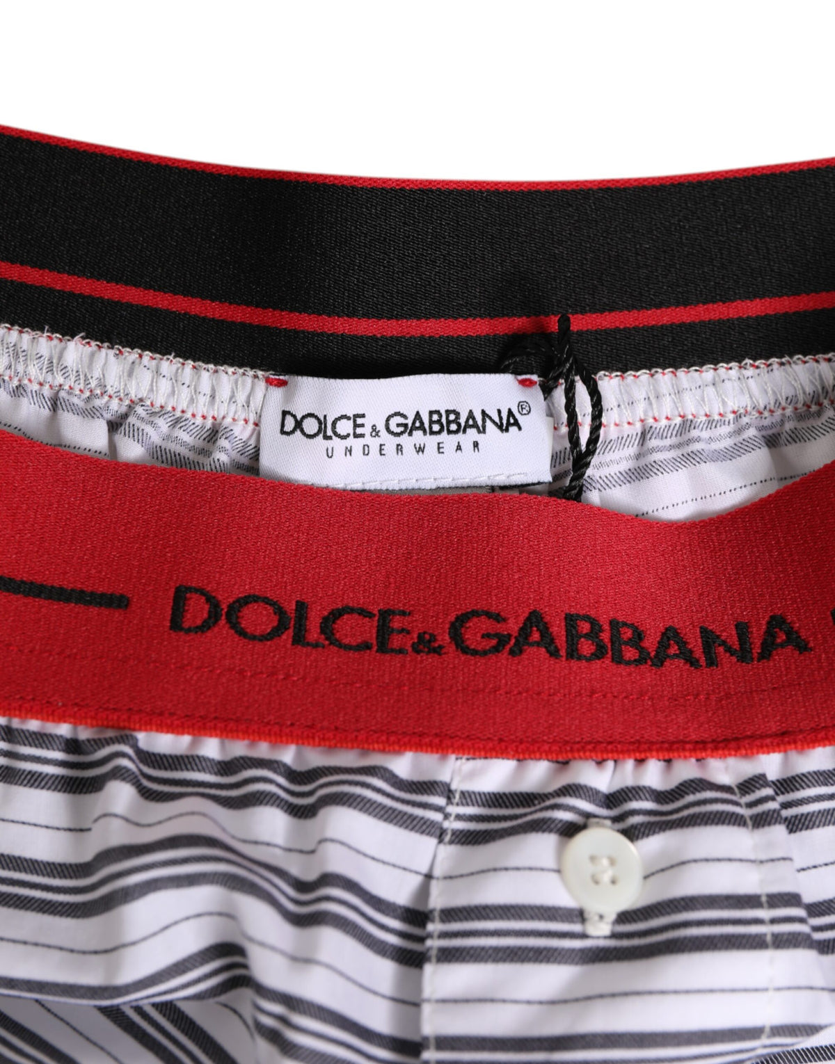 Dolce & Gabbana White Striped Cotton Swimwear Shorts for Elegance
