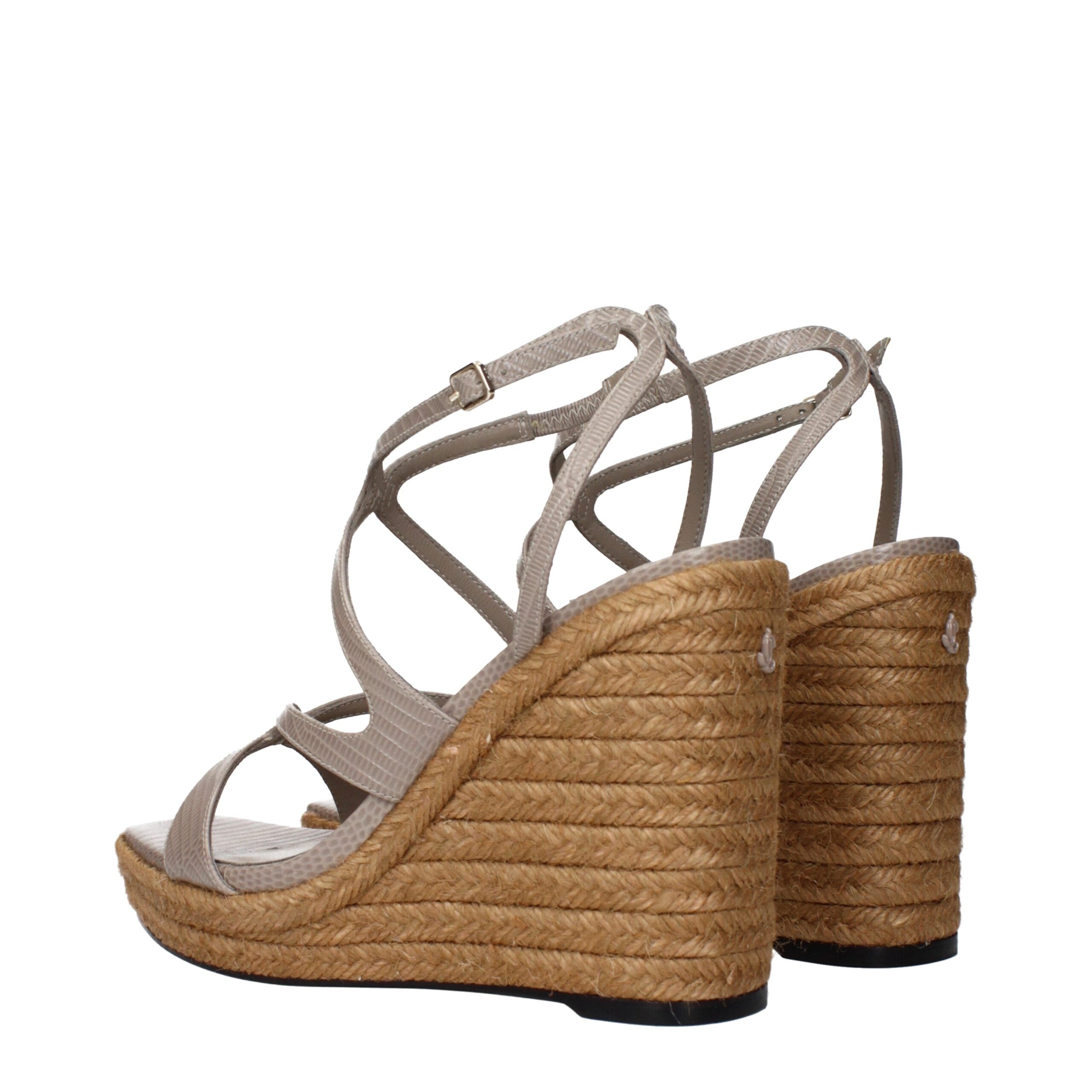 Jimmy Choo Gray Leather Wedge Sandals