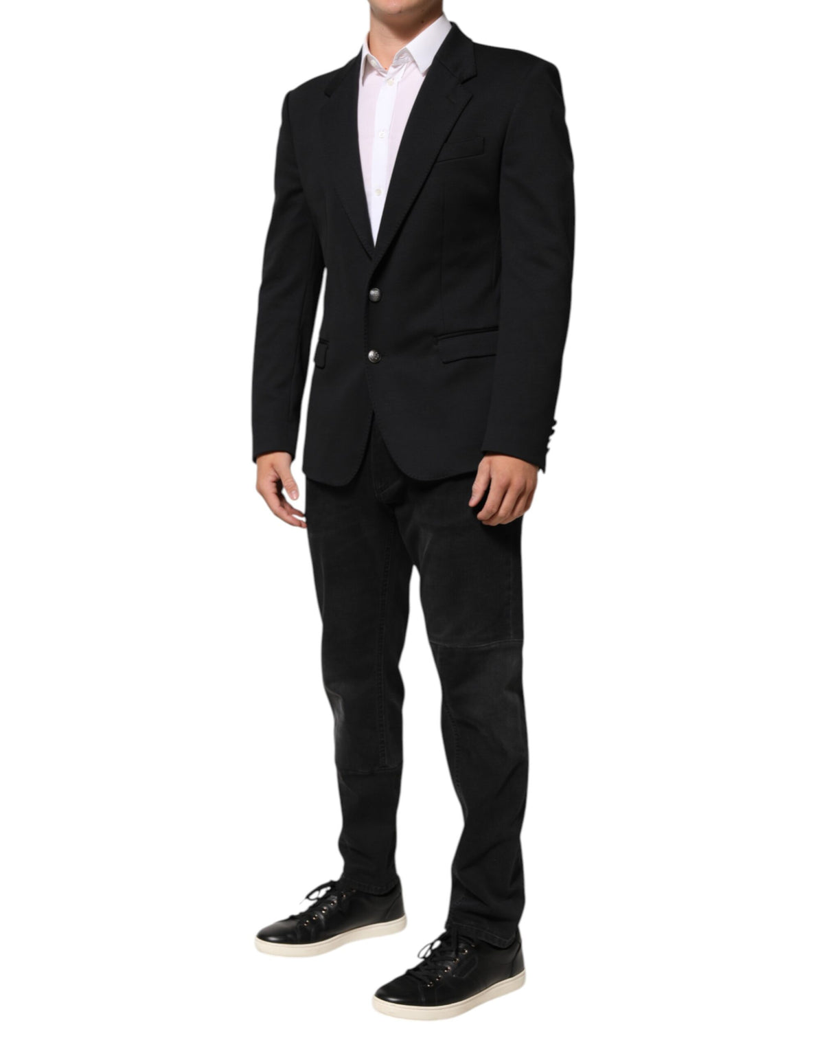 Elevate your elegance with the Dolce & Gabbana Dark Blue Cotton Blazer, a masterpiece of Italian craftsmanship, blending luxurious comfort with timeless sophistication.