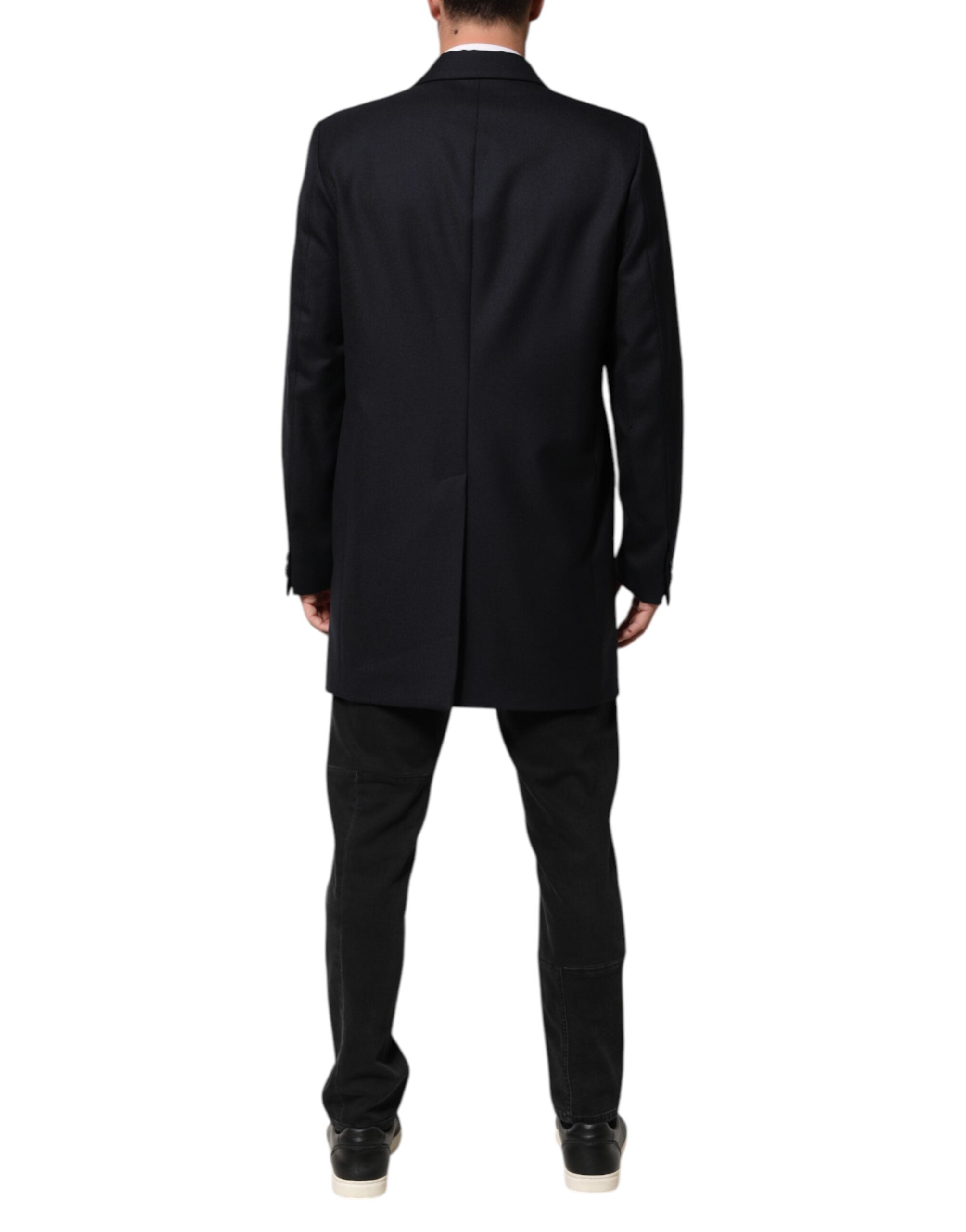 Dolce & Gabbana Dark Blue Wool Men Jacket Coat Blazer Suit