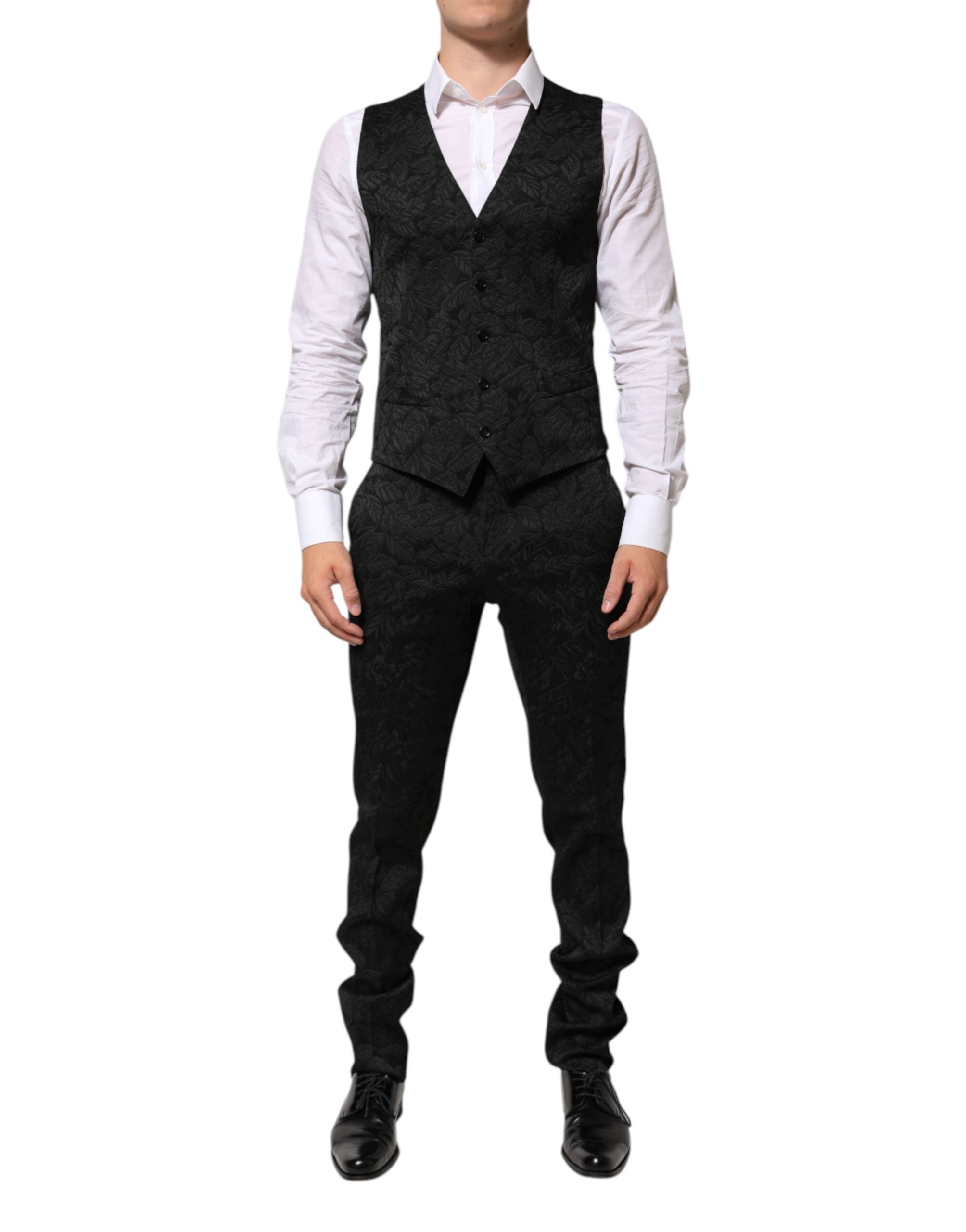 Dolce & Gabbana Black Brocade Jacquard Suit - Timeless Elegance