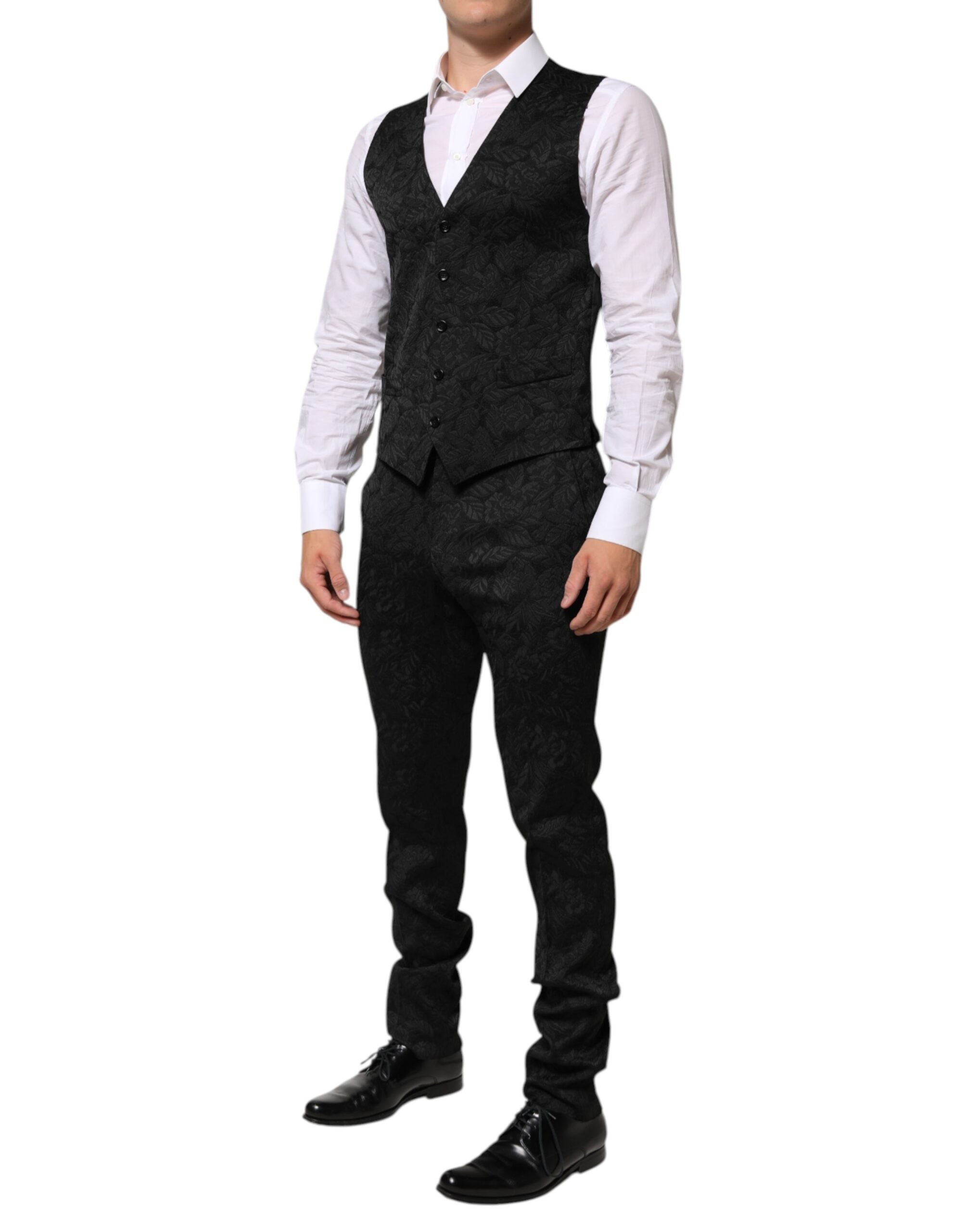 Dolce & Gabbana Black Brocade Jacquard Suit - Timeless Elegance