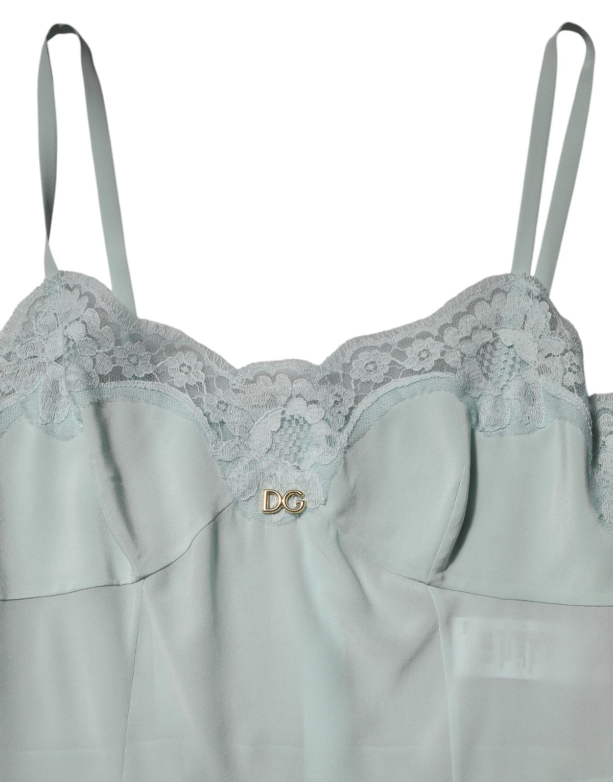 Indulge in the exquisite Dolce & Gabbana Light Blue Silk Lace Midi Bodycon Slip Dress, where luxurious silk and delicate lace create a timeless masterpiece of elegance.
