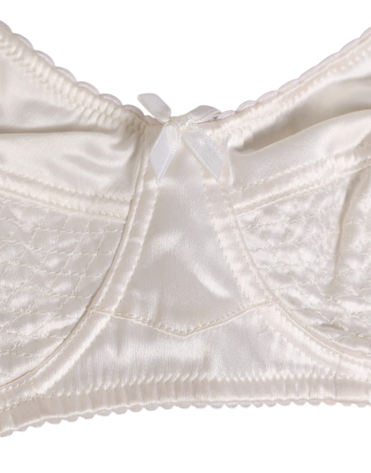Dolce & Gabbana White Silk Satin Soft Cup Lingerie Bra Couture