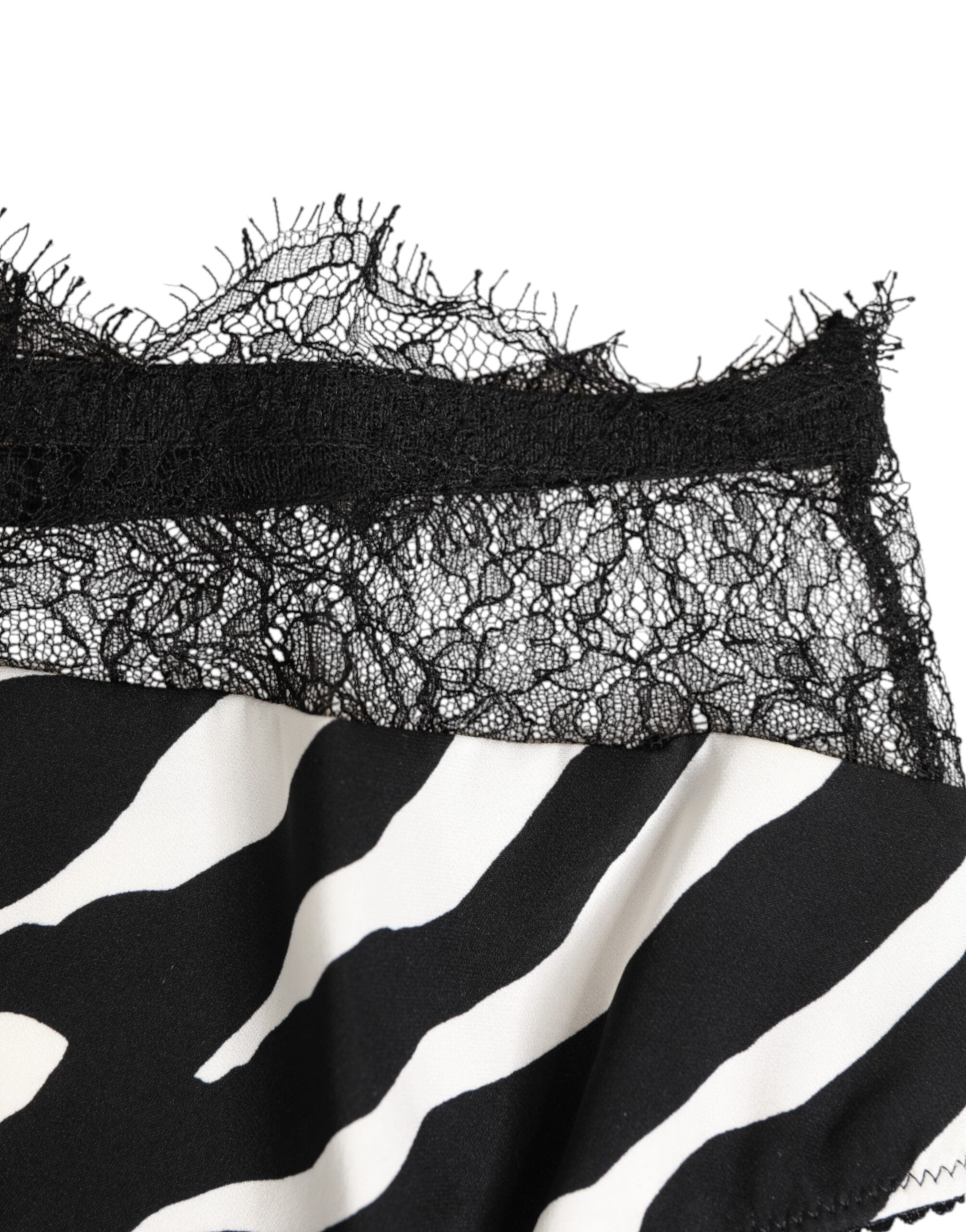 Dolce & Gabbana Black White Zebra Print Lace Trim High Underwear