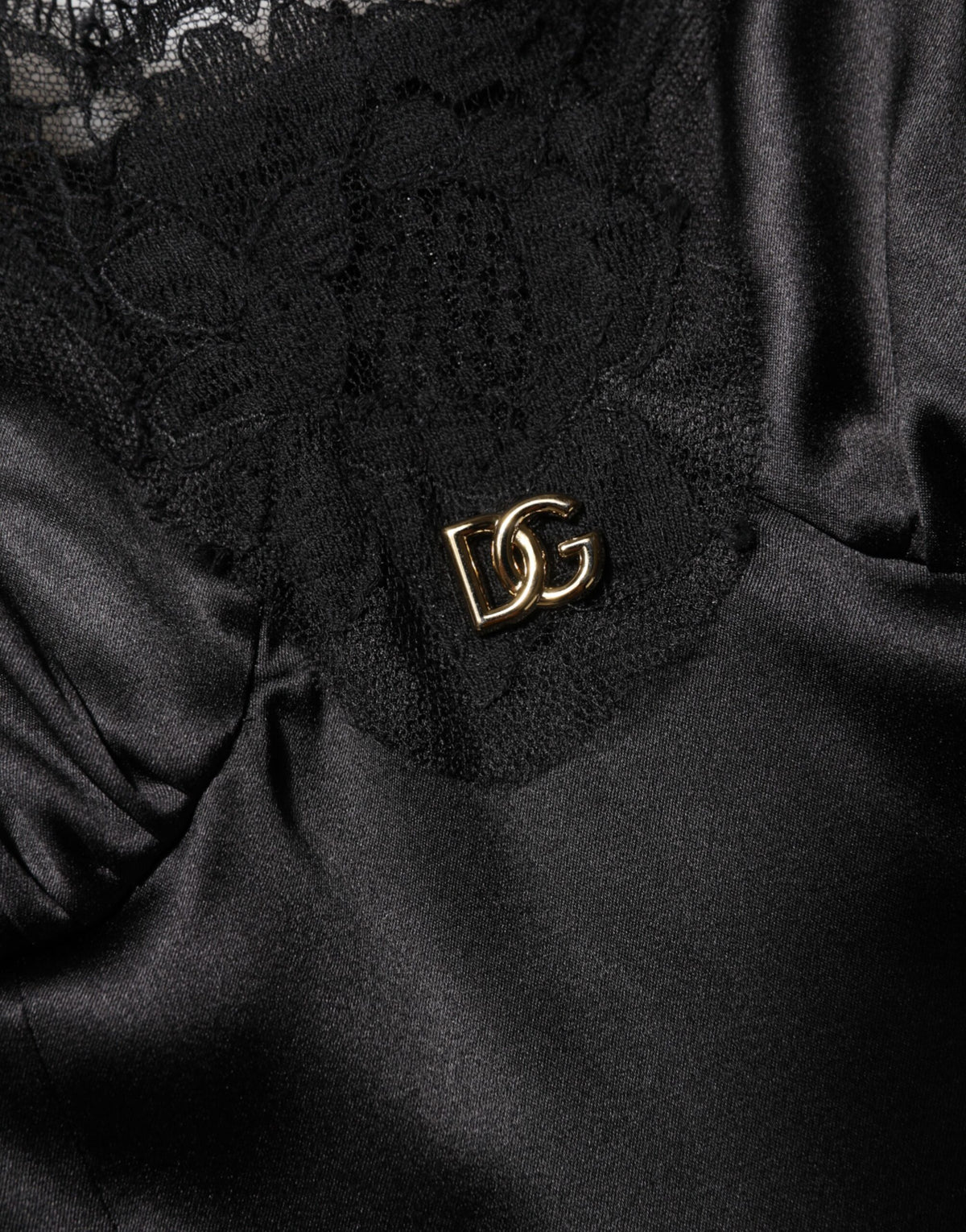 Dolce & Gabbana Black Silk Blend Lace Trim Mini Dress