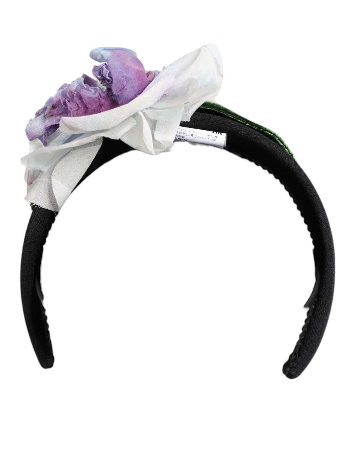 Elevate your style with the Dolce & Gabbana Floral Appliqué Headband, a handcrafted masterpiece in silk and velvet, embodying luxury and timeless elegance.