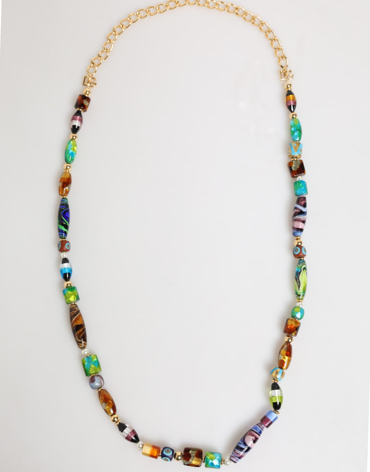 Indulge in the exquisite artistry of the Dolce & Gabbana Multicolor Murano Glass Beads Brass Necklace, a statement of luxury and Italian craftsmanship that elevates any ensemble.