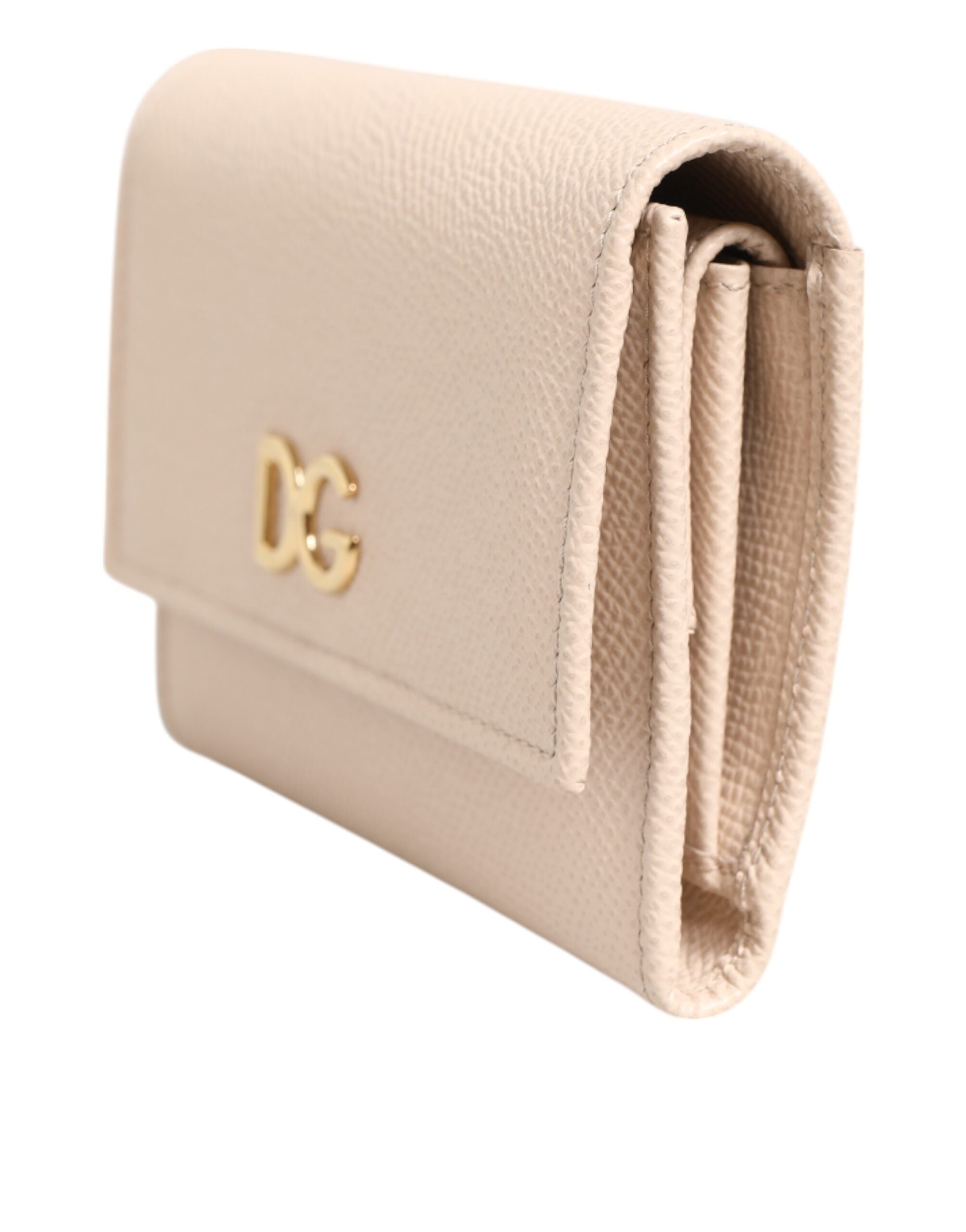 Dolce & Gabbana Light Pink Calf Leather DG Logo French Flap Wallet